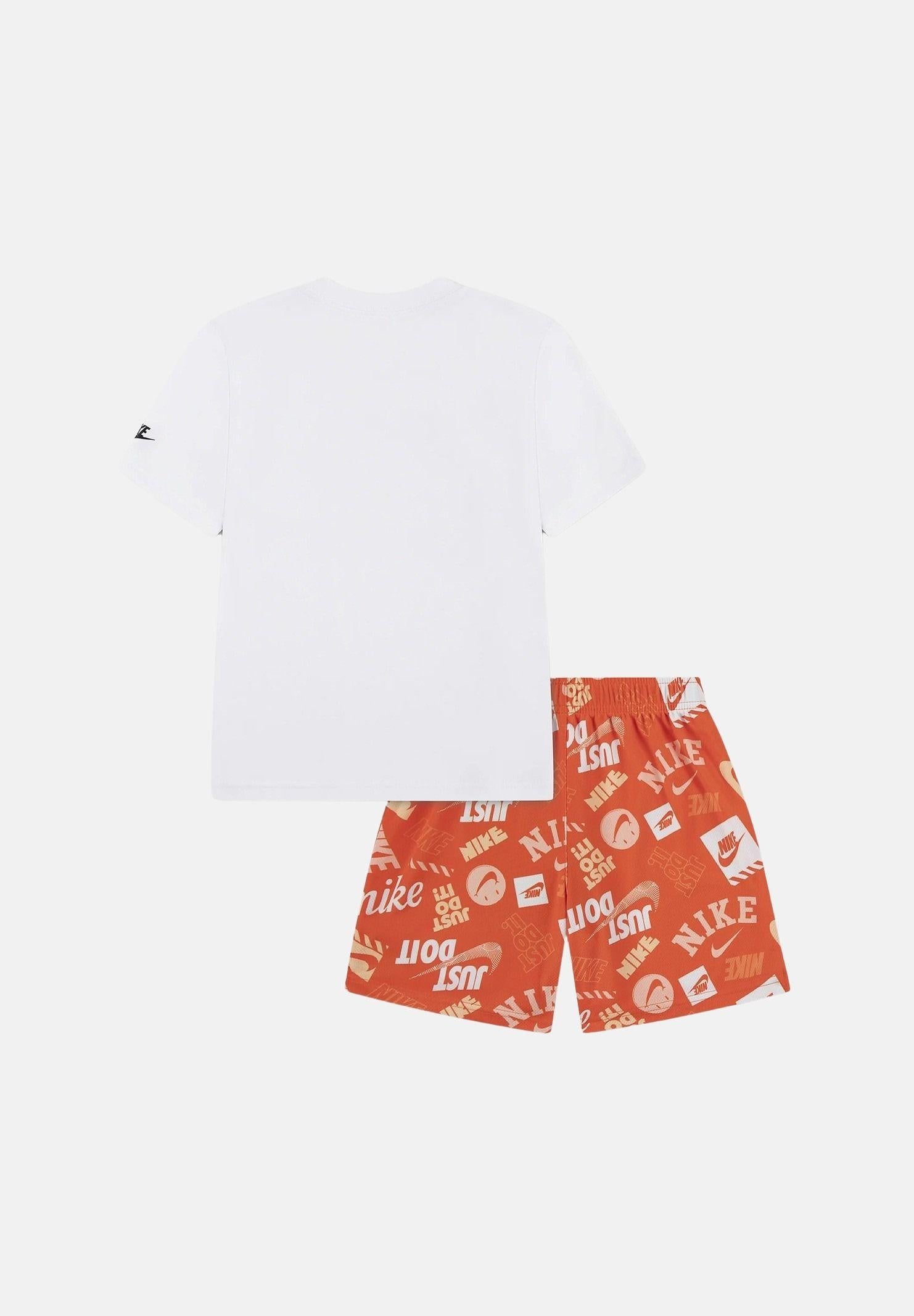 NIKE Completino bianco e arancione per bambino e bambina con stampa 86N945 N33 NIKE