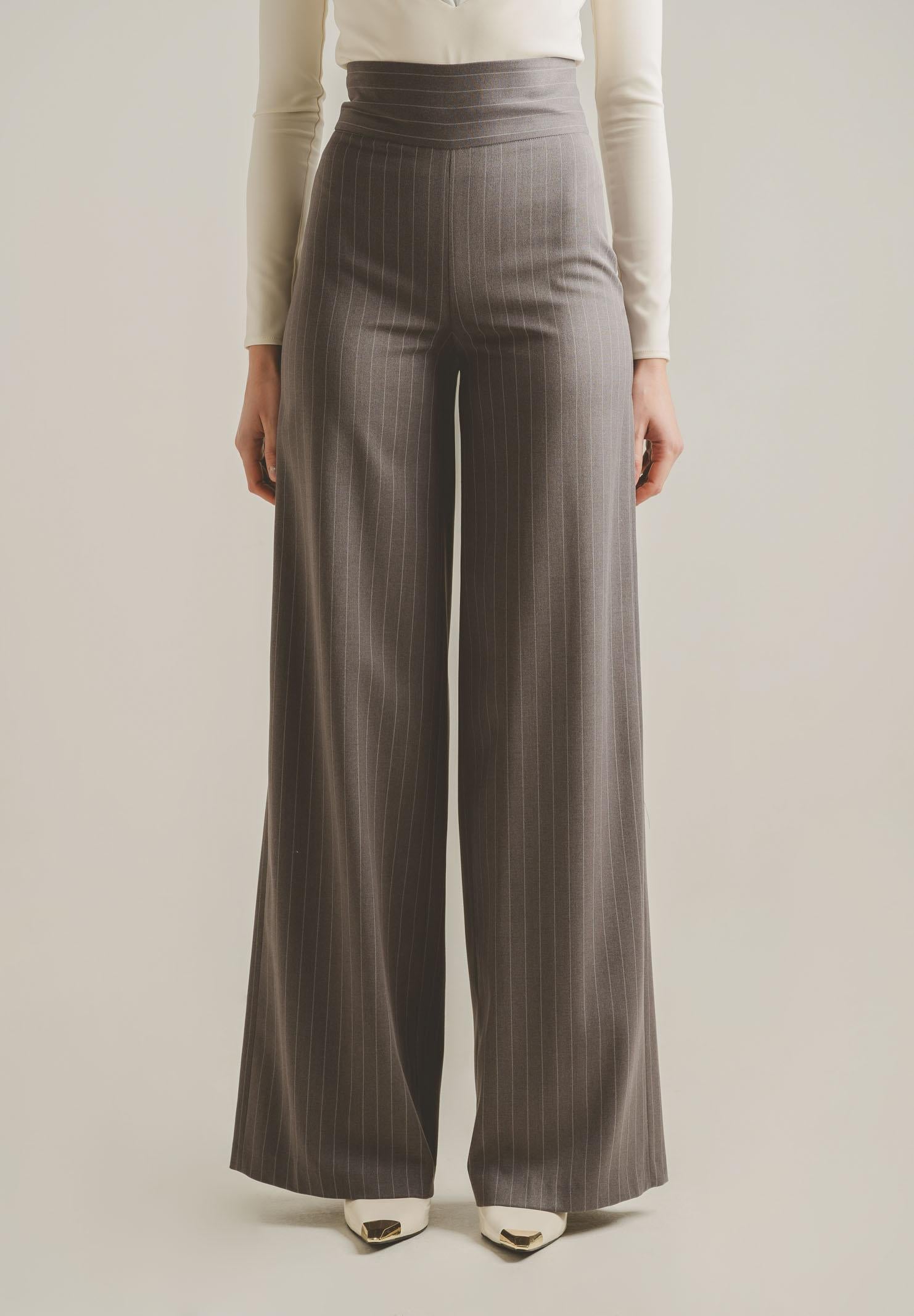 SANTAS Pantalone elegante POUVOIR grigio da donna con micro gessatura PV2626 GR SANTAS