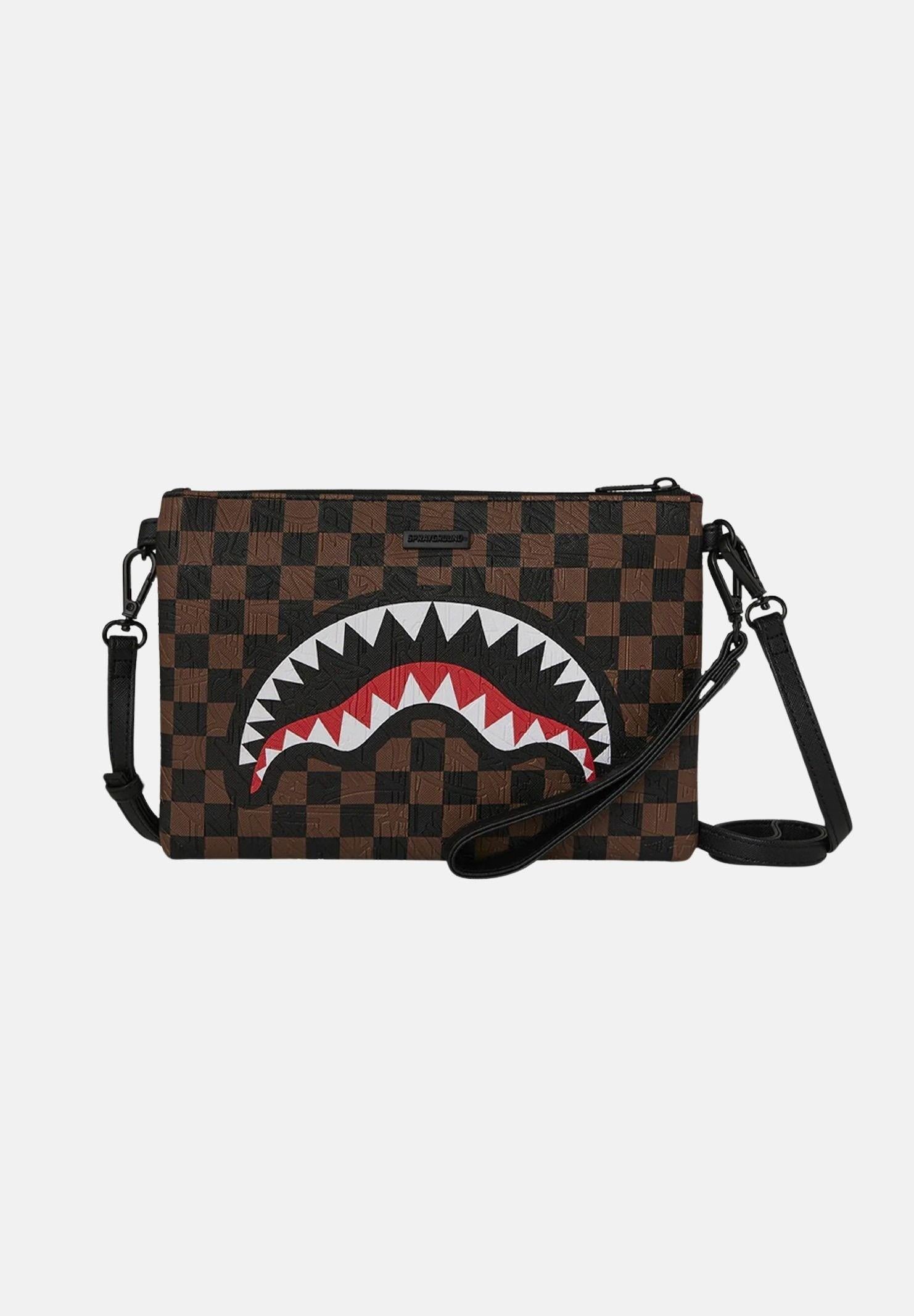 SPRAYGROUND Pochette CHECK 2 EMBOSS CROSSOVER CLUTCH marrone per uomo e donna 910B8239NSZ . SPRAYGROUND