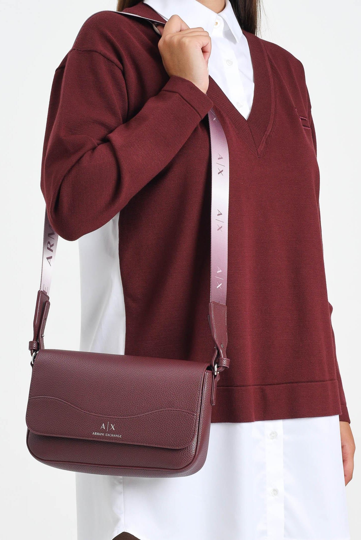 ARMANI EXCHANGE Borsa a tracolla bordeaux da donna con logo 942912CC783 UA343 ARMANI EXCHANGE