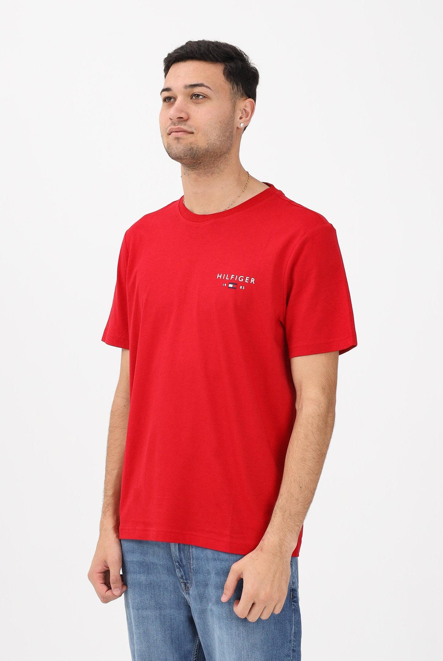 TOMMY HILFIGER T-shirt a manica corta rossa da uomo con logo MW0MW41456 XLD TOMMY HILFIGER