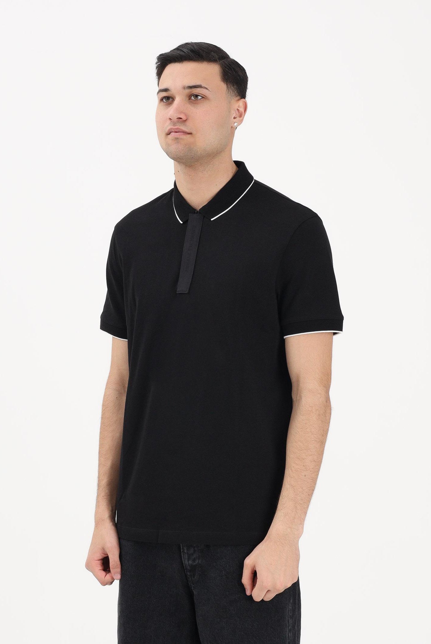ARMANI EXCHANGE Polo a manica corta nera da uomo con dettagli a contrasto XM001285AF10366 UC001 ARMANI EXCHANGE