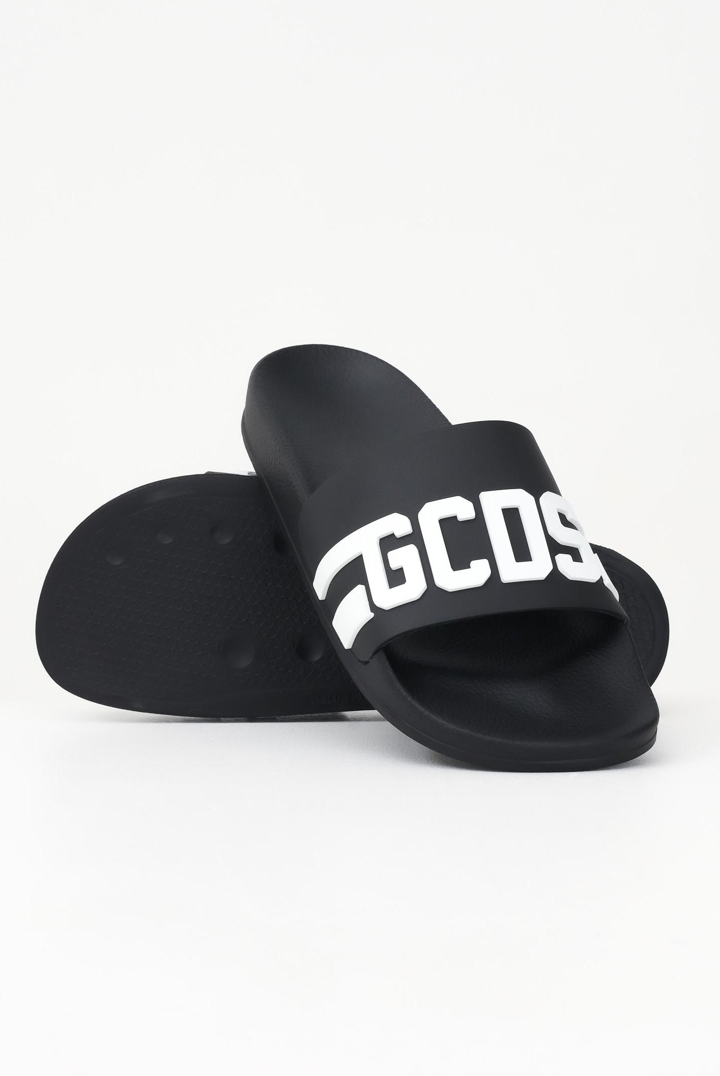 GCDS Ciabatte nere da uomo con logo B1EU4901AG8 99 GCDS