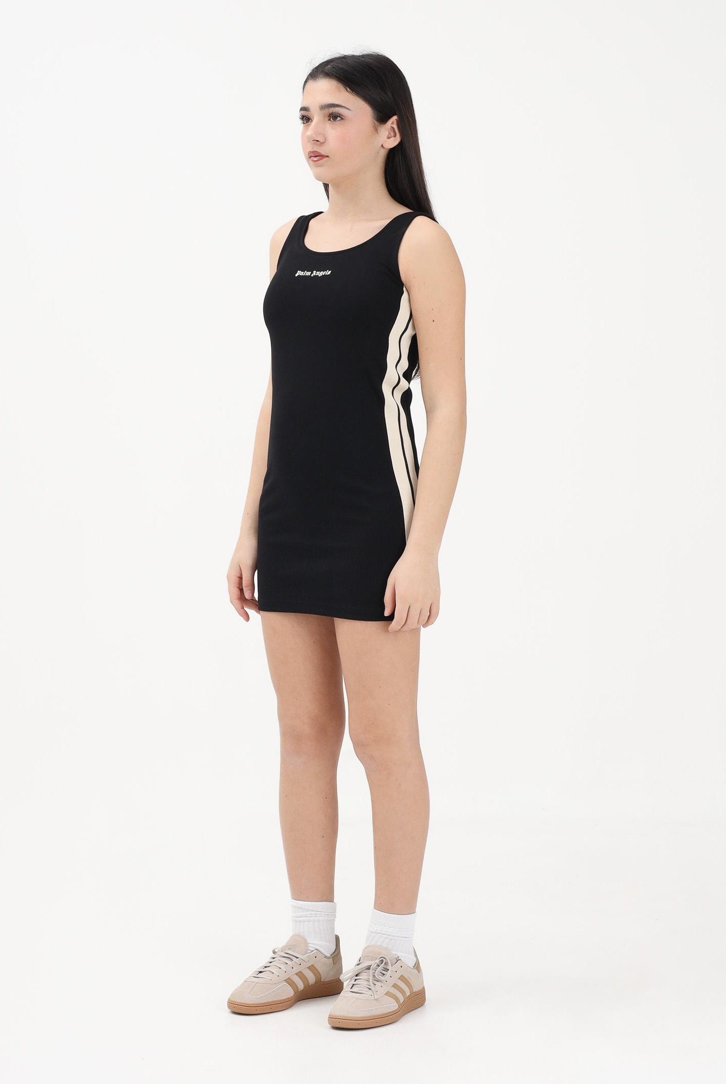 PALM ANGELS Abito corto nero per donna, ragazze e bambine con logo PGCM009S26FLE001 110 PALM ANGELS