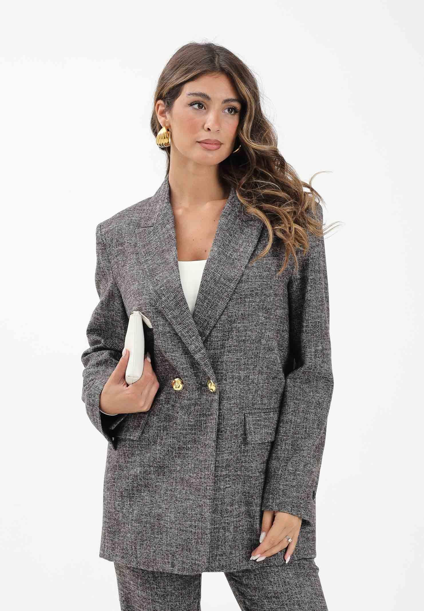 PINKO Giacca doppiopetto marrone da donna in flanella 105650A2SK ZM7 PINKO