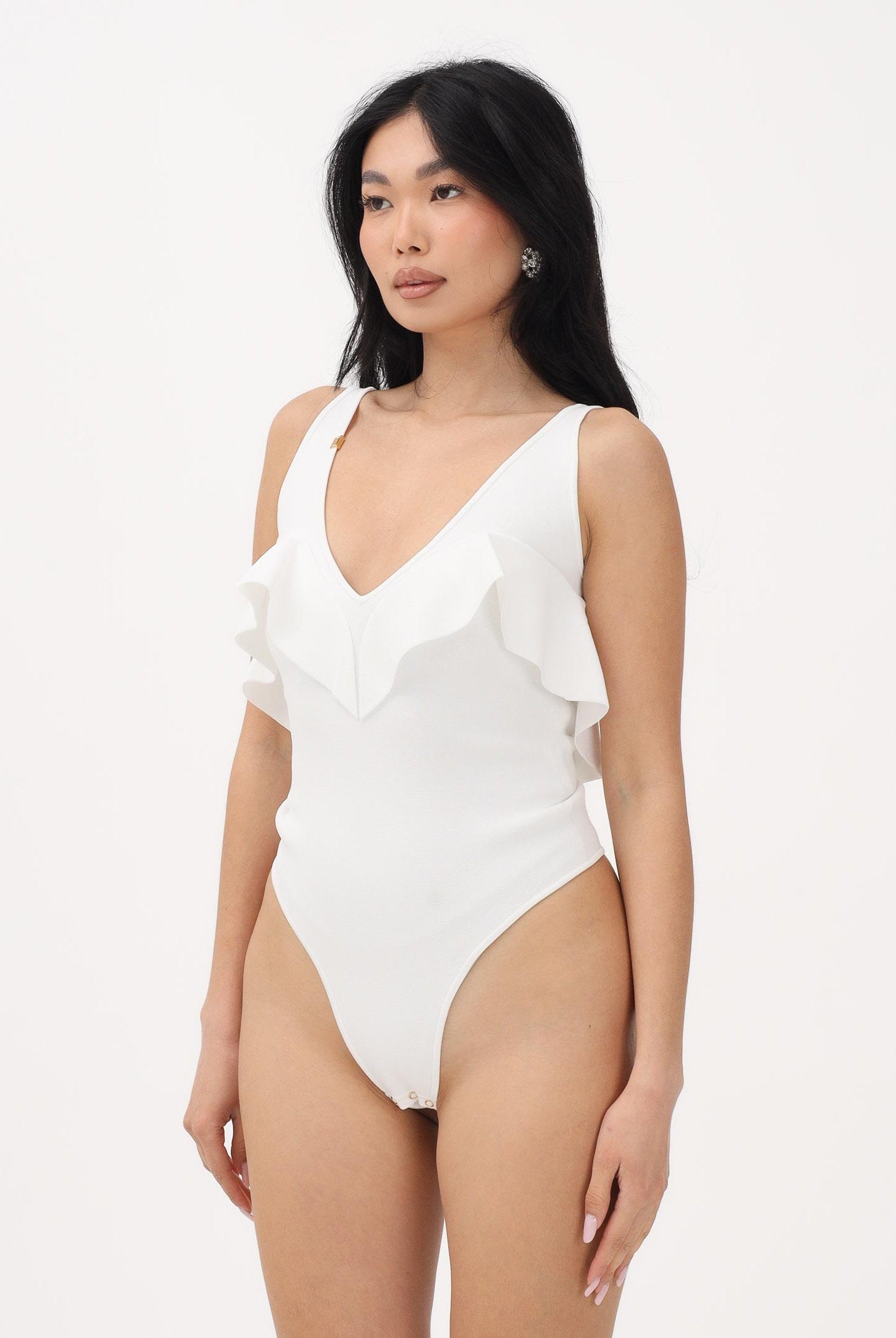 ELISABETTA FRANCHI Body avorio da donna con volant BK86B62E2 360 ELISABETTA FRANCHI