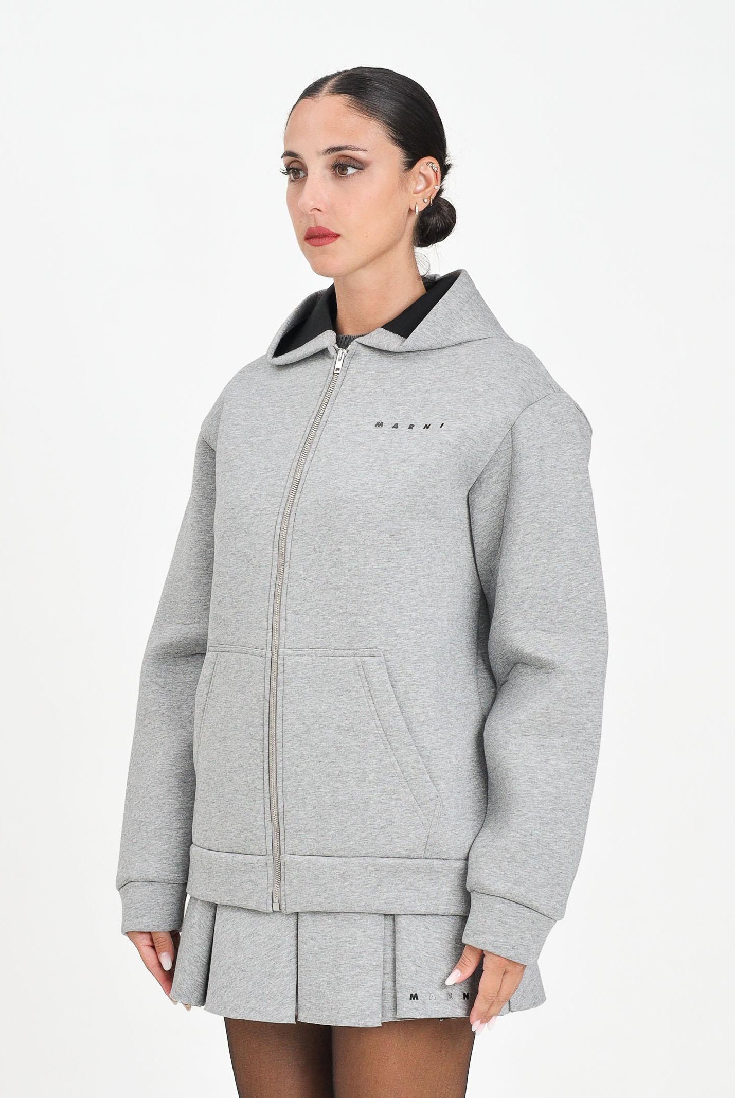 MARNI Felpa con zip in neoprene grigio per donna, ragazzi e bambini M01625M00VC 0M923 MARNI