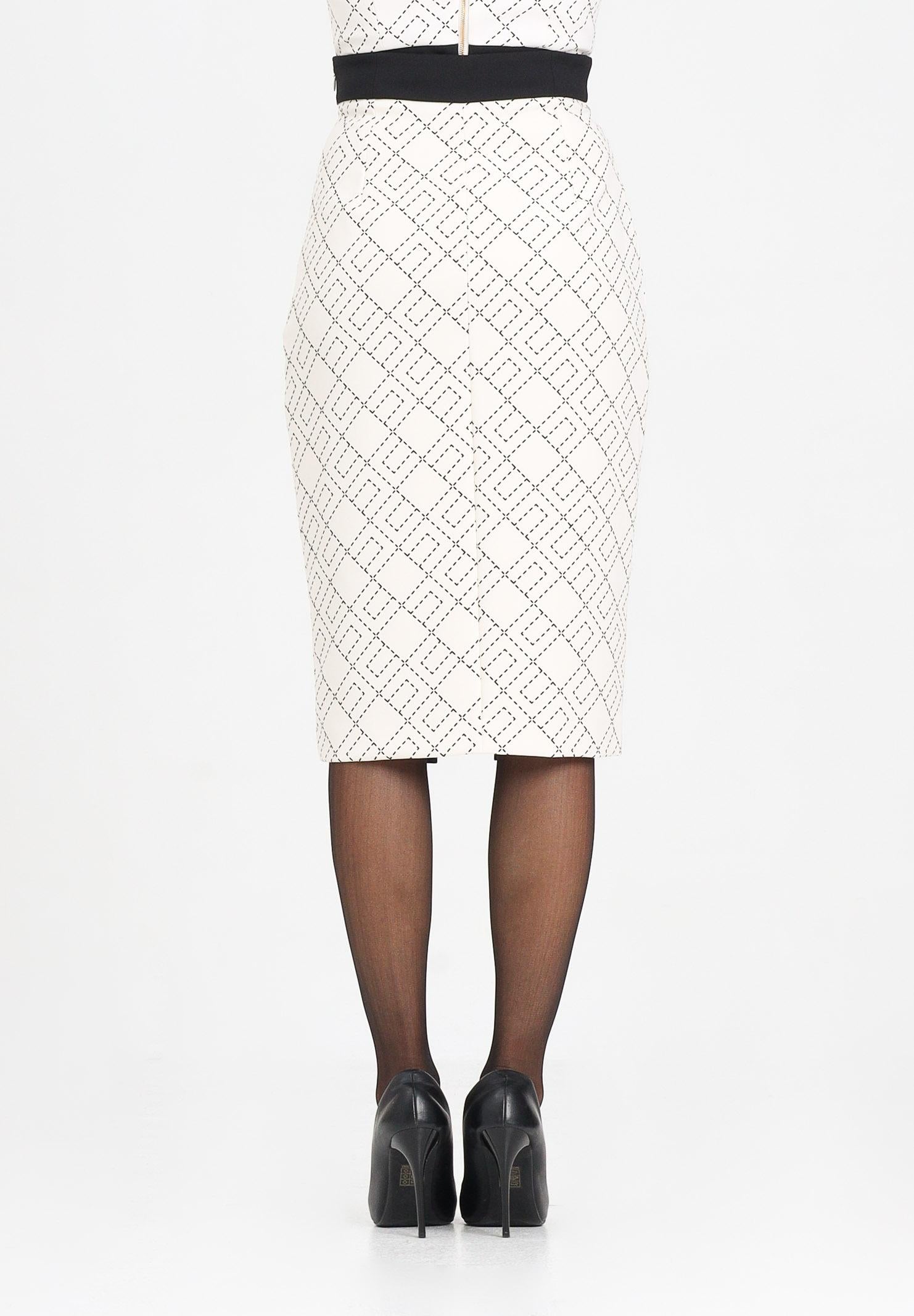 ELISABETTA FRANCHI Gonna midi latte e nero da donna con pattern logo GOS0156E2 EF1 ELISABETTA FRANCHI