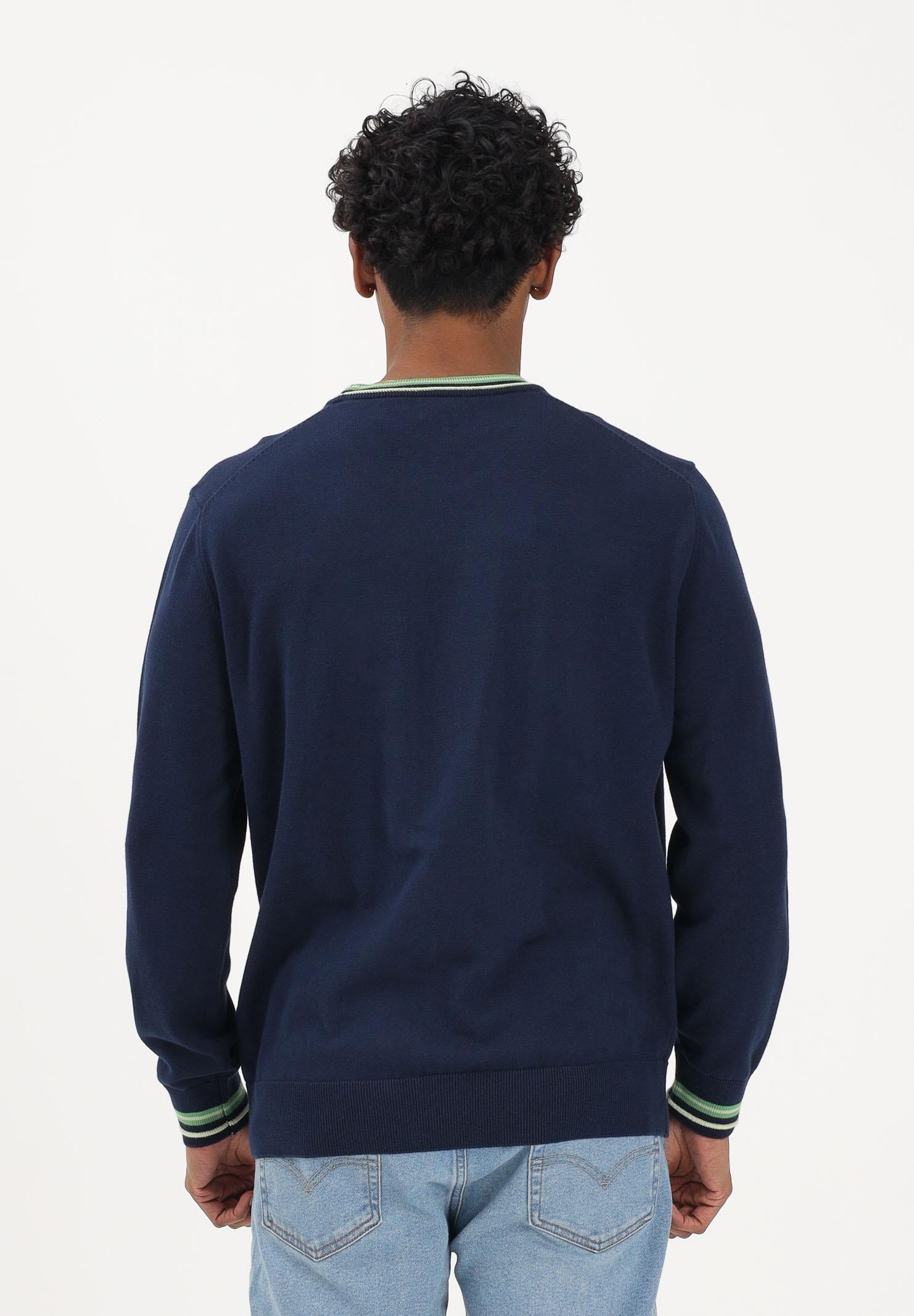 LACOSTE Maglioncino girocollo blu da uomo in jersey di cotone a righe AH5158 20I LACOSTE