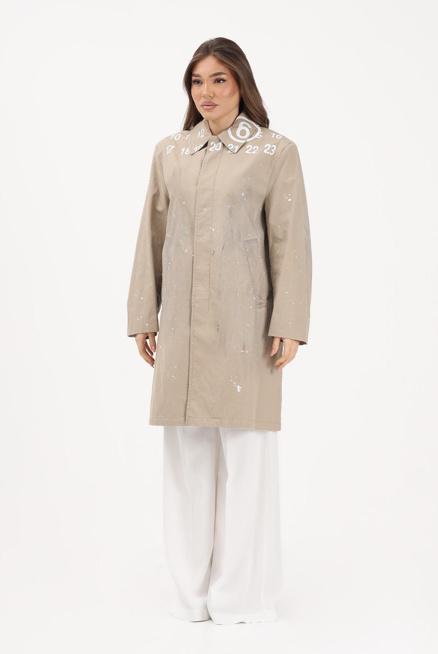 MAISON MARGIELA Trench beige per donna, ragazzi e bambini con logo stampato M60928MM07B M6709 MAISON MARGIELA