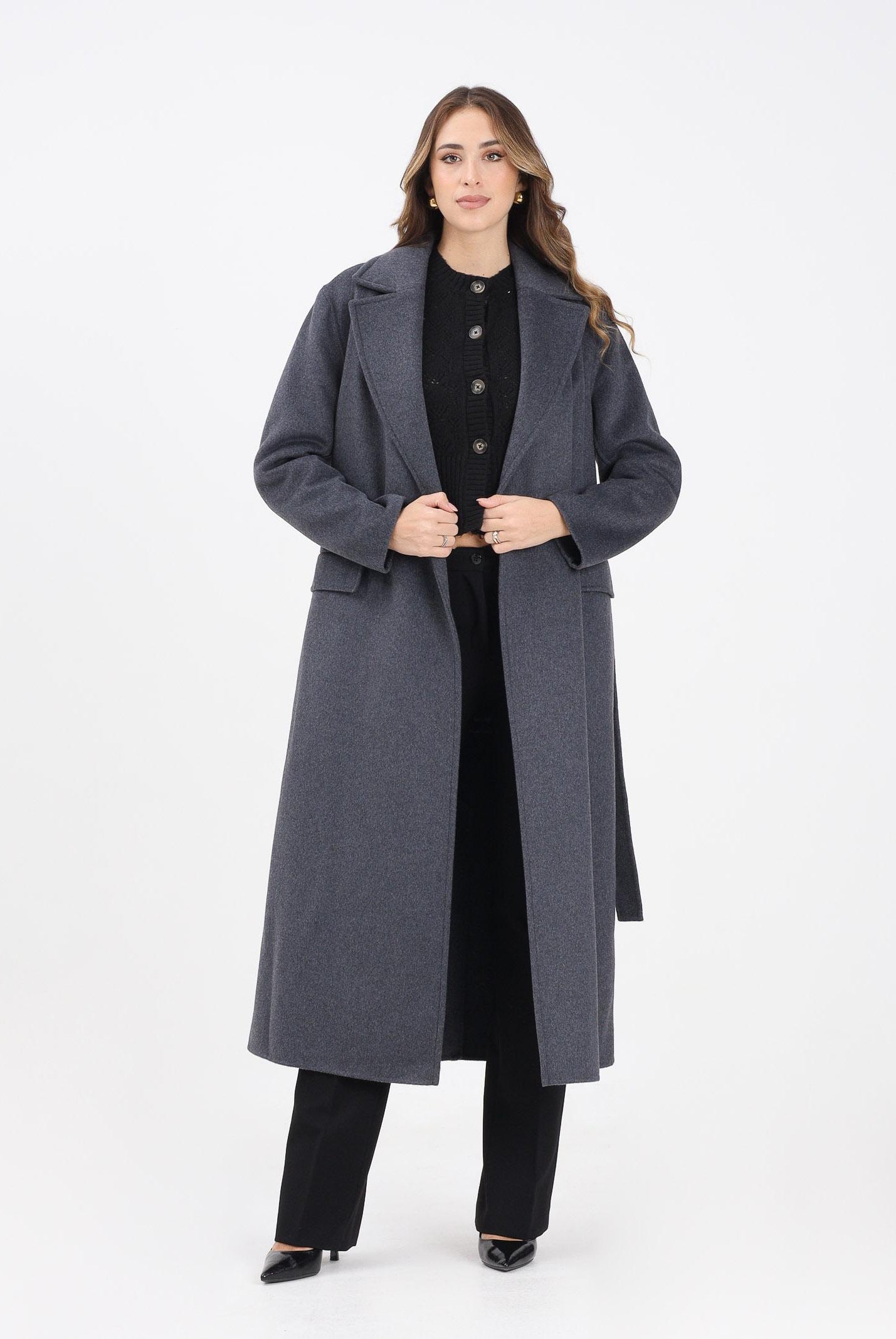VICOLO Cappotto lungo grigio da donna TF0058 A195 VICOLO