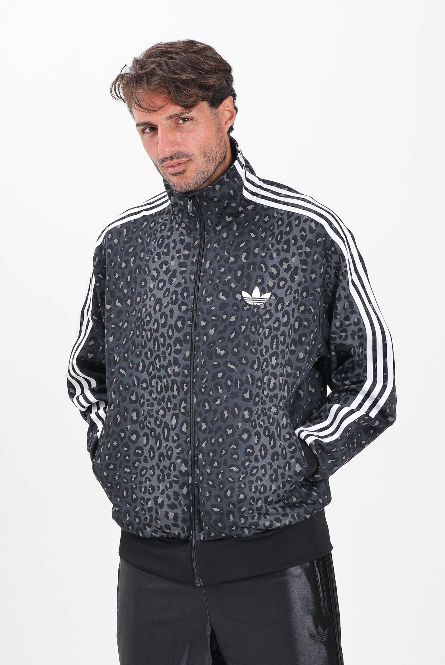 ADIDAS ORIGINALS Felpa con zip Firebird Loose Leo nera da uomo JV7579 ADIDAS ORIGINALS