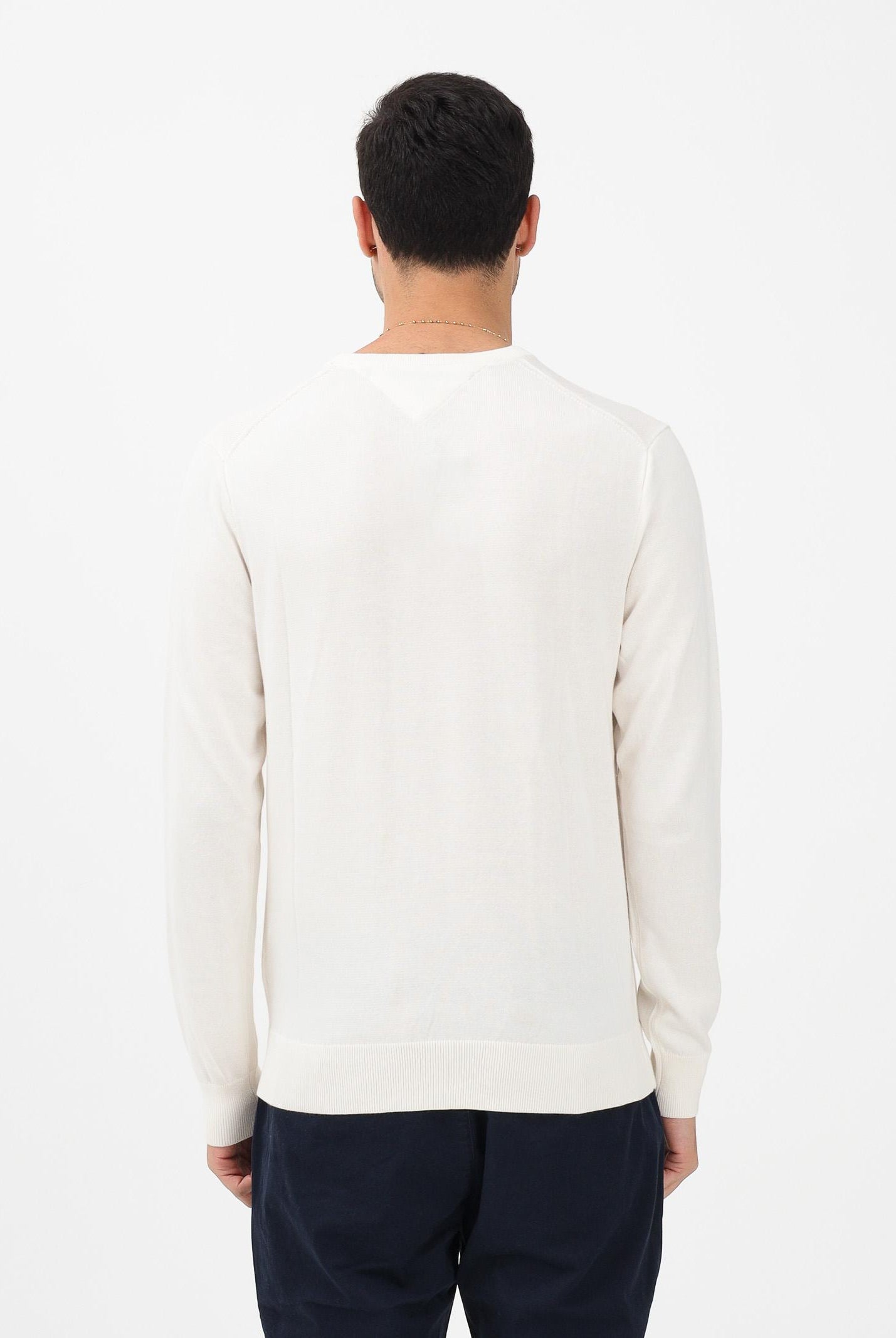 TOMMY HILFIGER Maglioncino girocollo panna da uomo con logo MW0MW39999 Z00 TOMMY HILFIGER