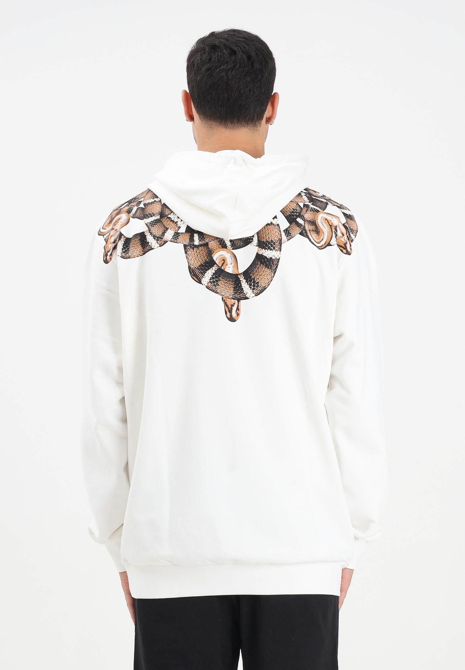MARCELO BURLON COUNTY OF MILAN Felpa con cappuccio bianca da uomo caratterizzata da stampa di serpente F5CAMAHS066 013 MARCELO BURLON COUNTY OF MILAN