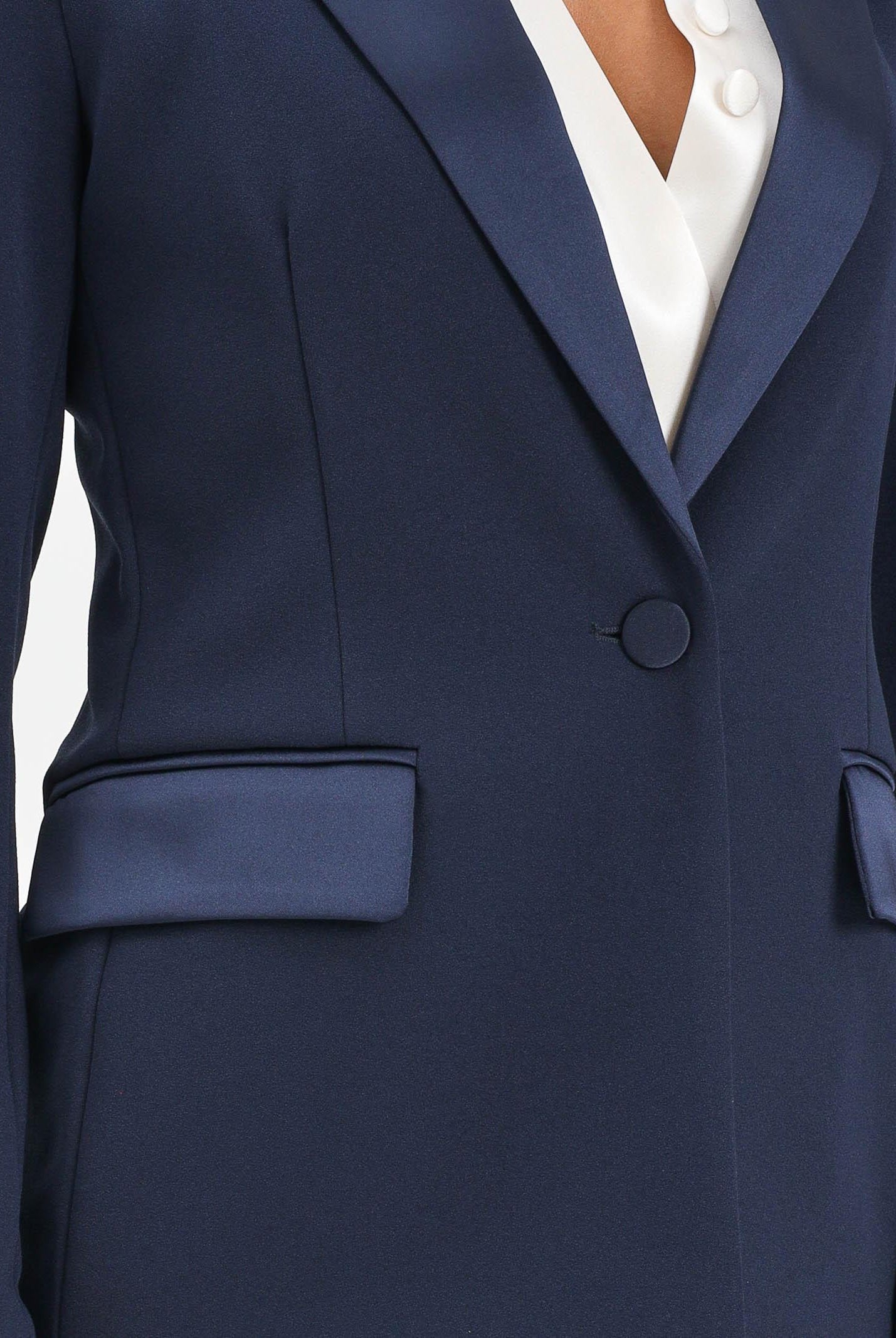 VICOLO Giacca blu da donna con inserti in raso TF0304 A89 VICOLO