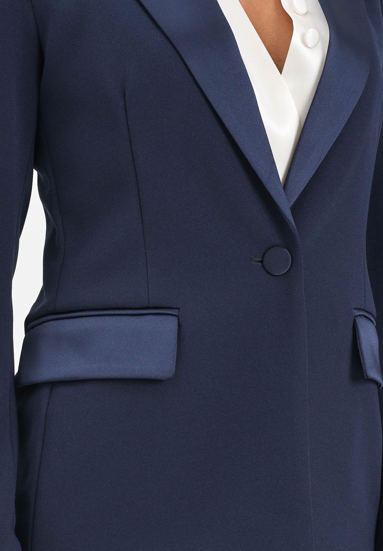 VICOLO Giacca blu da donna con inserti in raso TF0304 A89 VICOLO