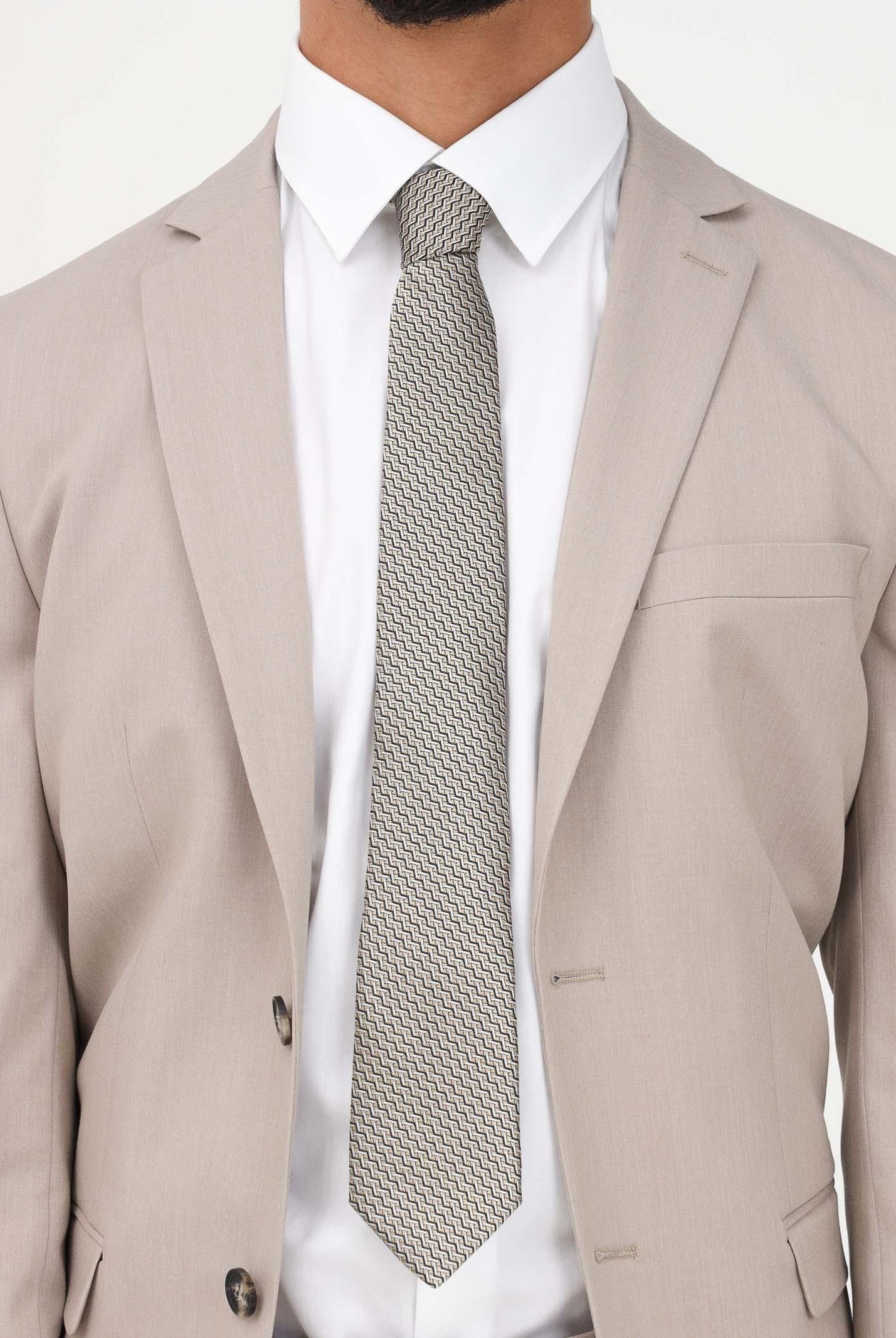 Cravatta beige da uomo con motivo astratto 2059/4C LANVIN