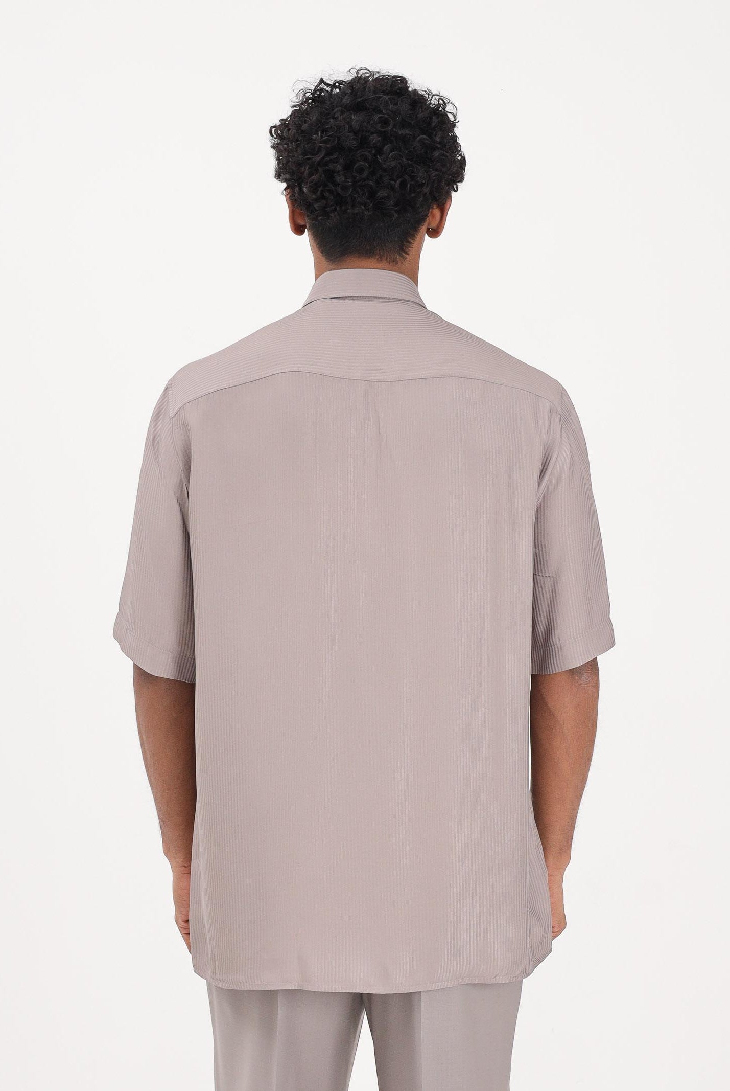 PATRIZIA PEPE Camicia a manica corta fango da uomo in viscosa jacquard 5C312TA093J S184 PATRIZIA PEPE