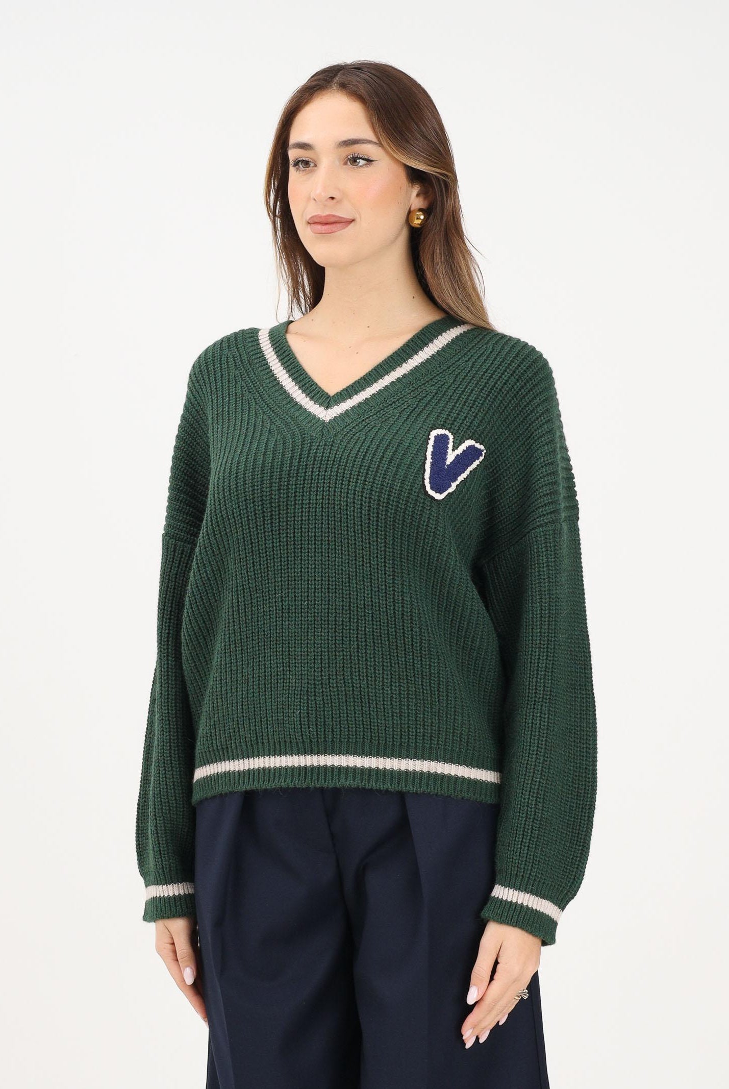 VICOLO Maglioncino verde da donna con logo sul retro 55073F VE VICOLO