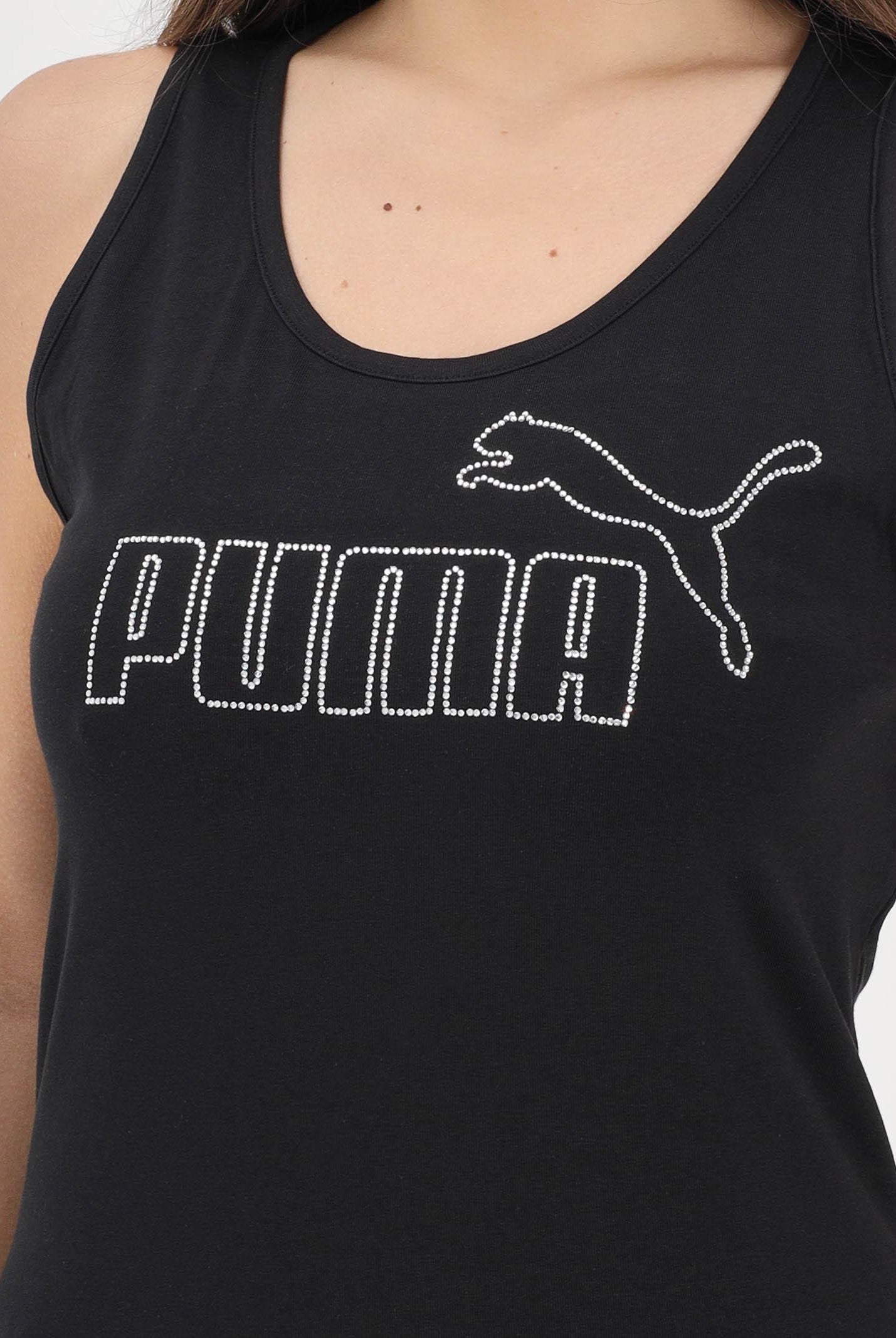 PUMA Canotta ESS LOGO TANK RHINESTONE nera da donna 693864 01 PUMA