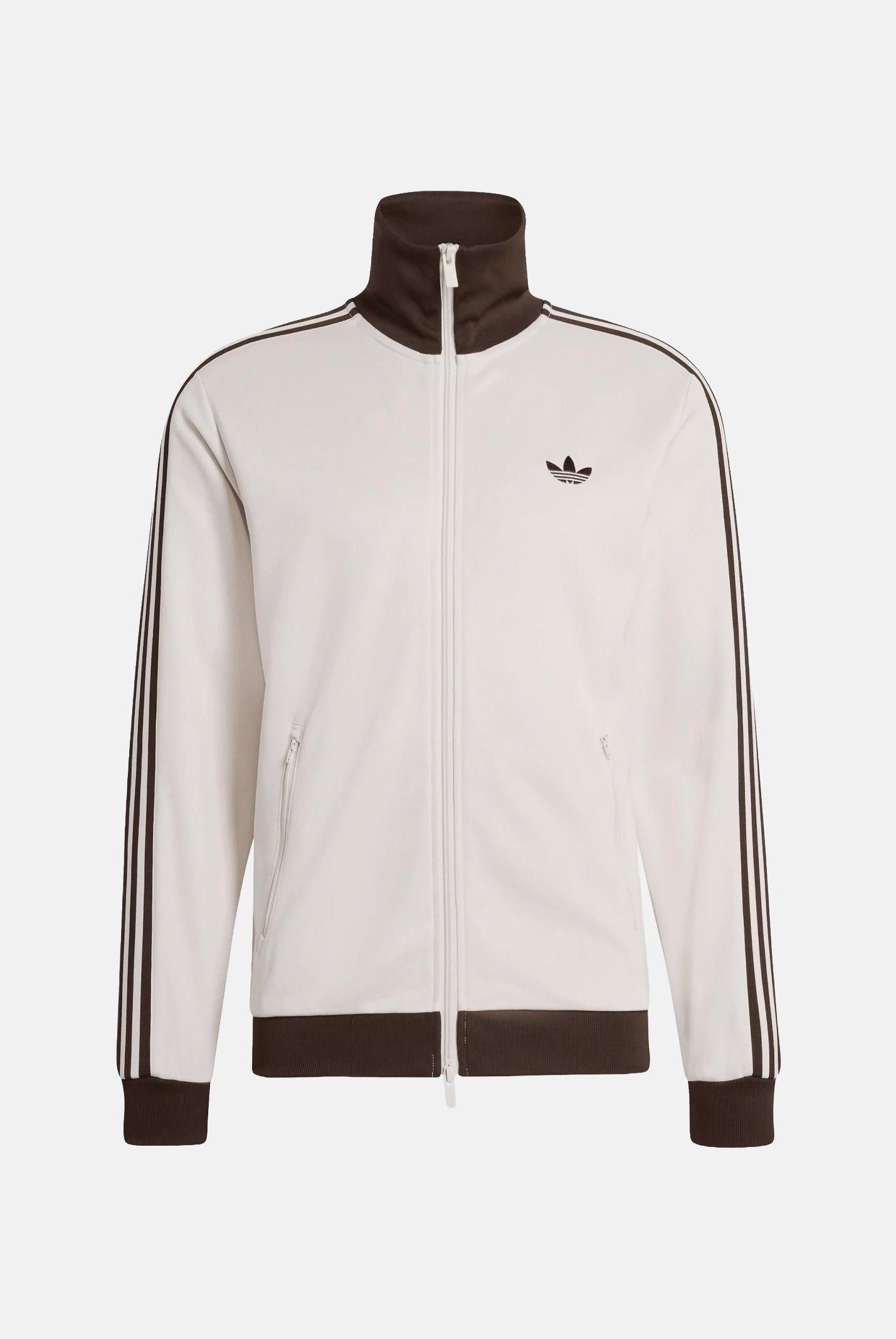 ADIDAS ORIGINALS Felpa con zip BECKENBAUER panna e marrone da uomo KQ9491 . ADIDAS ORIGINALS