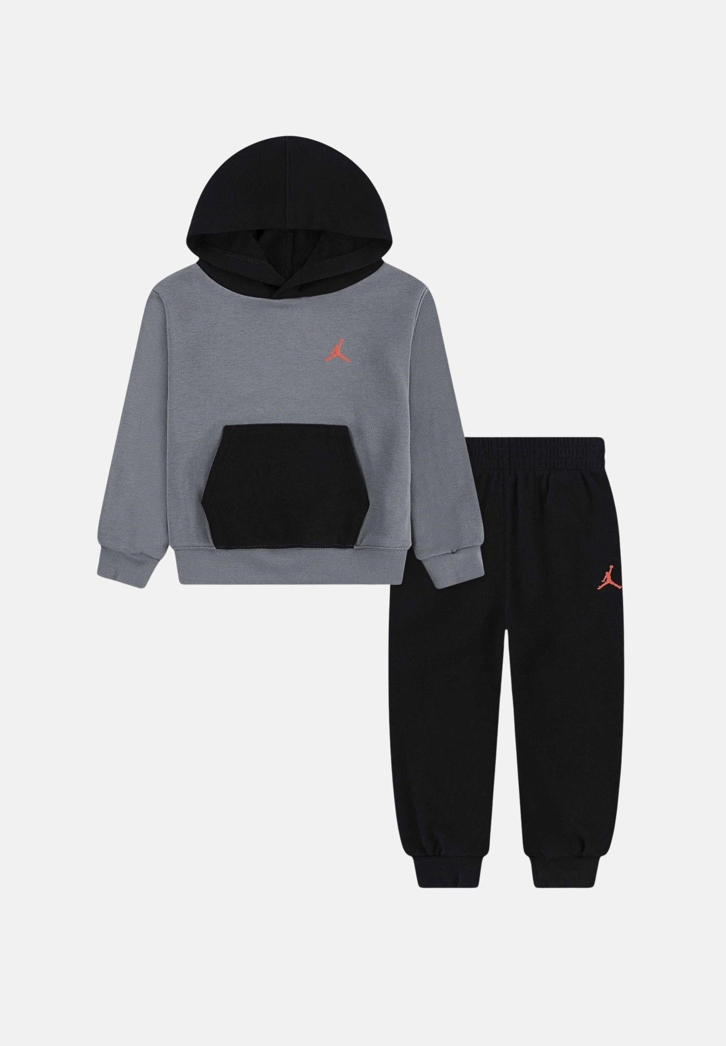 JORDAN Tuta Brooklyn Fleece grigia e nera da bambino 85F123 K0E JORDAN
