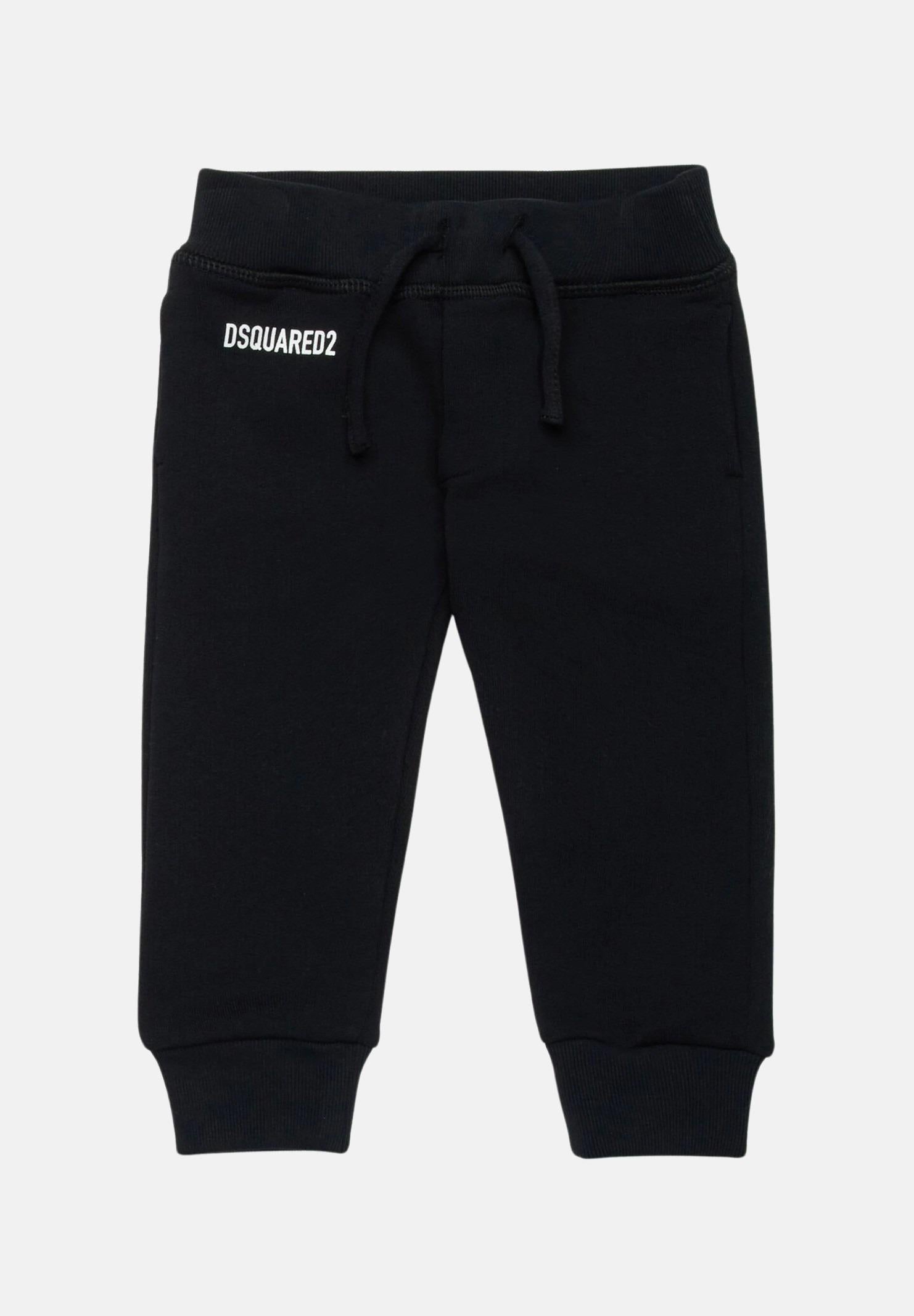 Pantalone nero da neonato con stampa logo DQ2547D003G DQ900 DSQUARED2