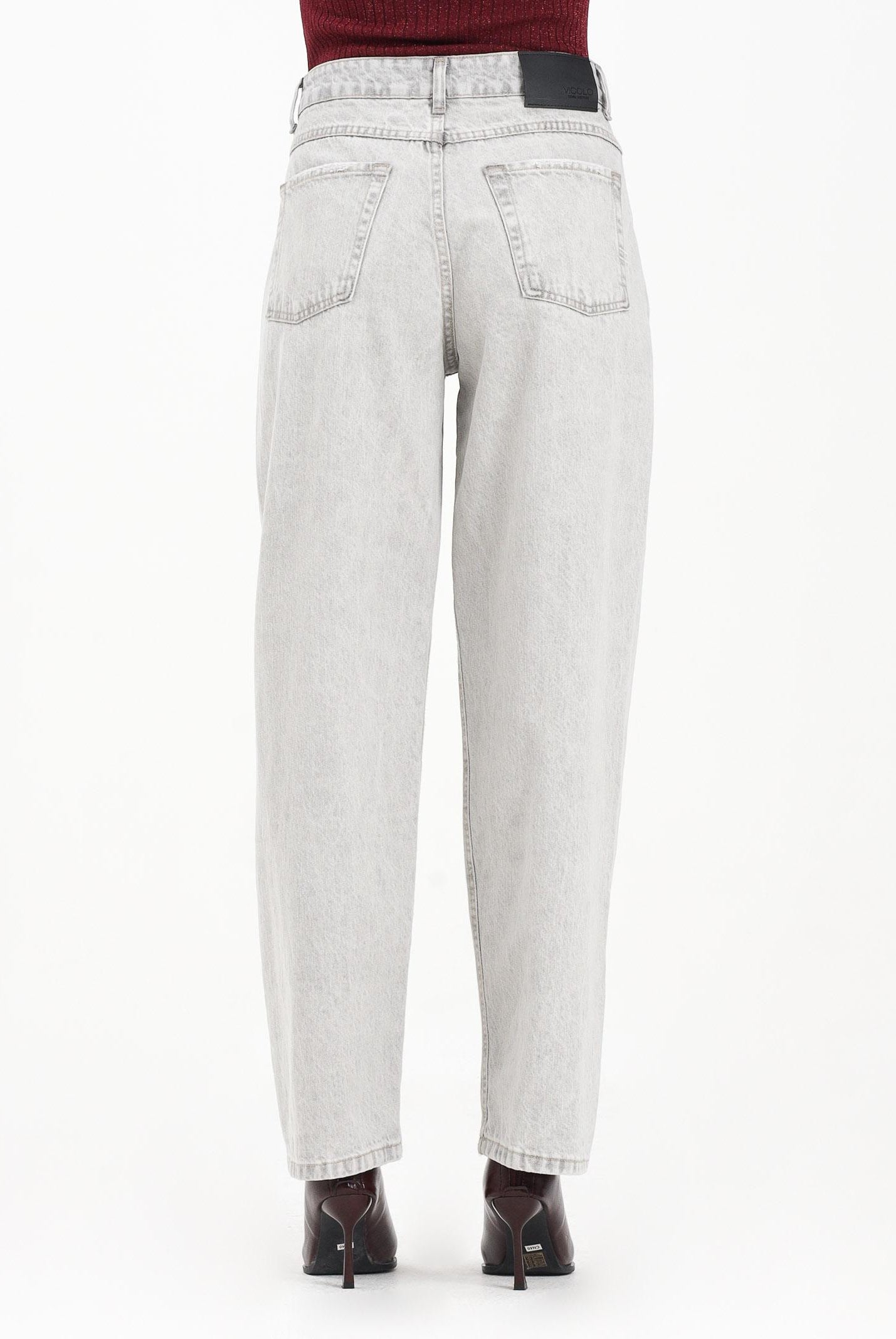 VICOLO Jeans Phoebe da donna in denim grigio chiaro dal lavaggio vintage DF5139 VU VICOLO