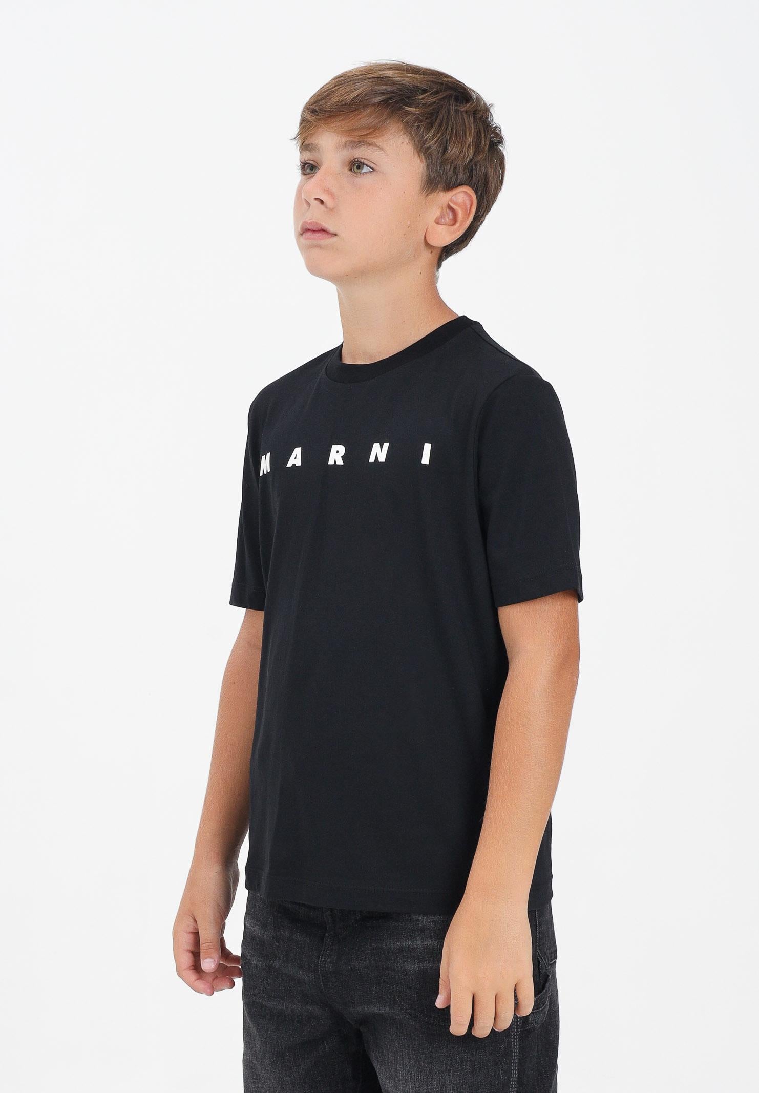 MARNI T-shirt a manica corta nera per donna, ragazzi e bambini con stampa logo M01601M00RF 0M900 MARNI