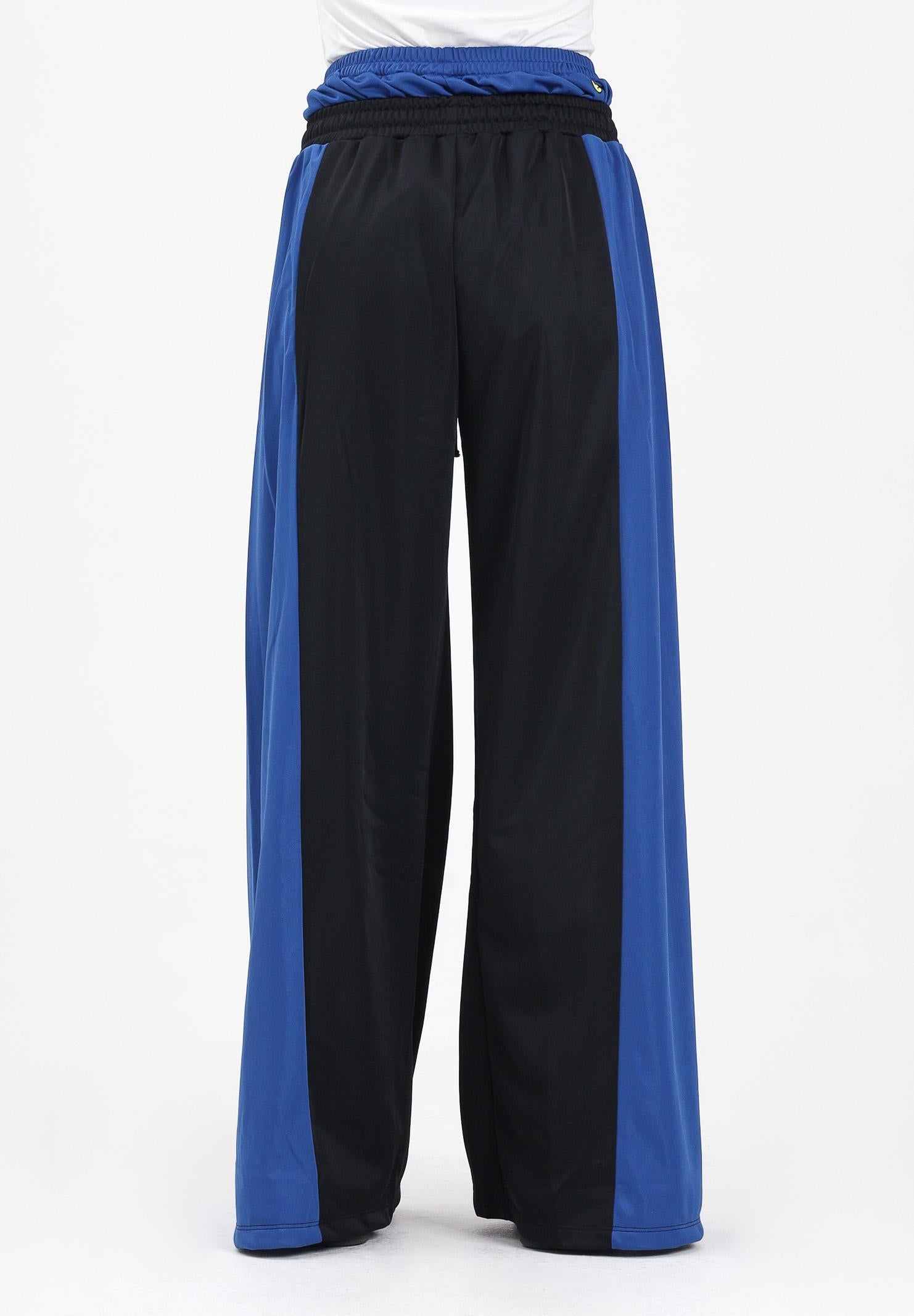 BARROW Pantalone sportivo nero da donna con bande laterali blu elettrico e inserti in pizzo rosso F5BWWOPA108 110 BARROW