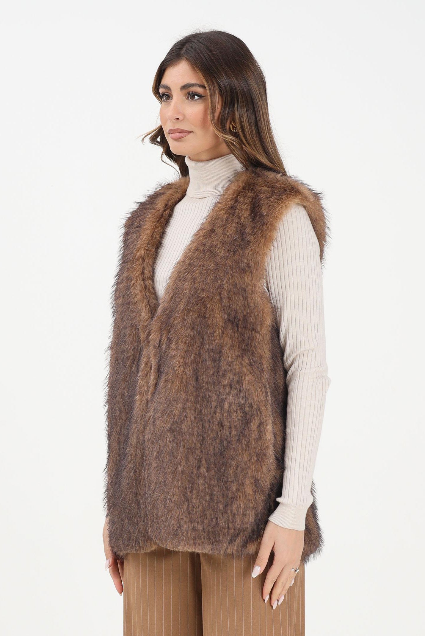 ONLY Pelliccia smanicata marrone da donna 15354308 Tannin ONLY