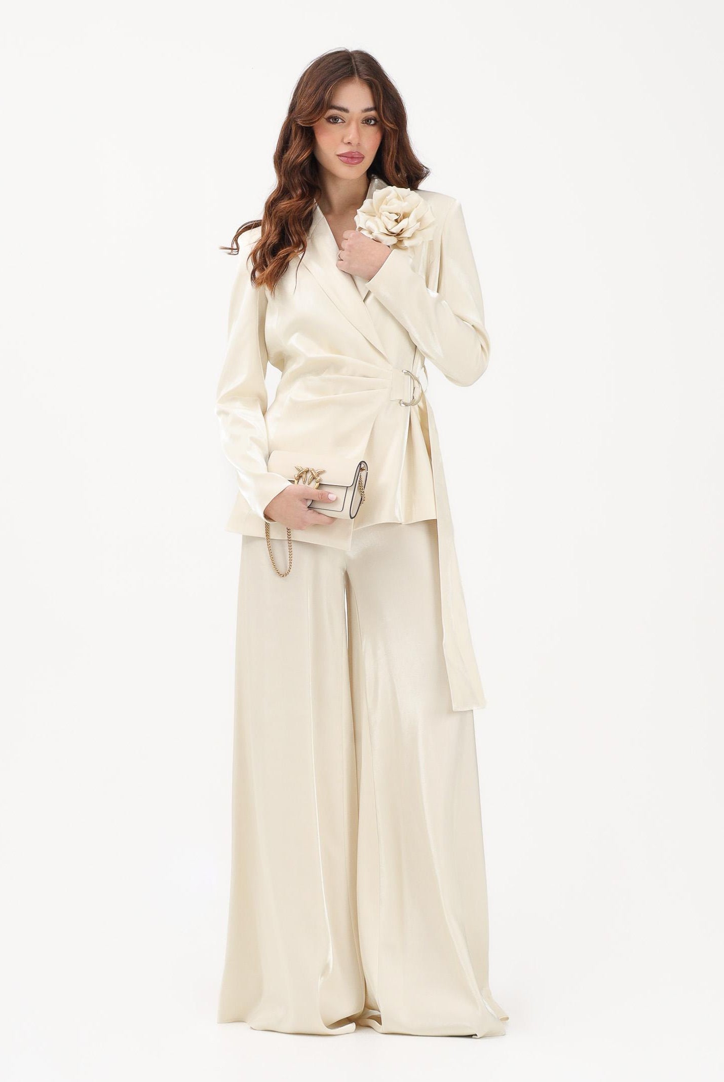 SHIT Pantalone a palazzo crema da donna SH26008 CR SHIT