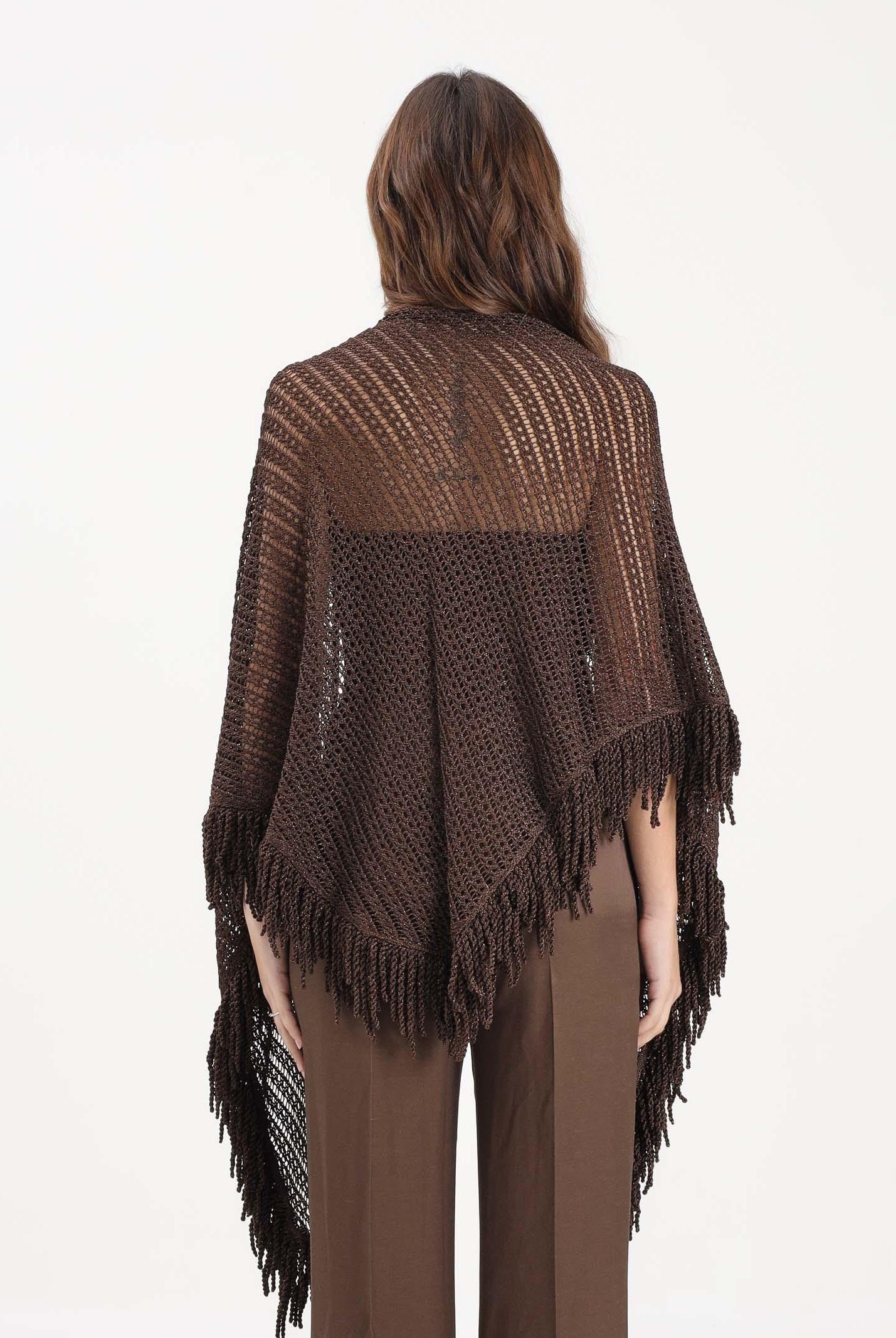 SIMONA CORSELLINI Stola cacao da donna in maglia crochet P26CPSLO0101 V0771 SIMONA CORSELLINI