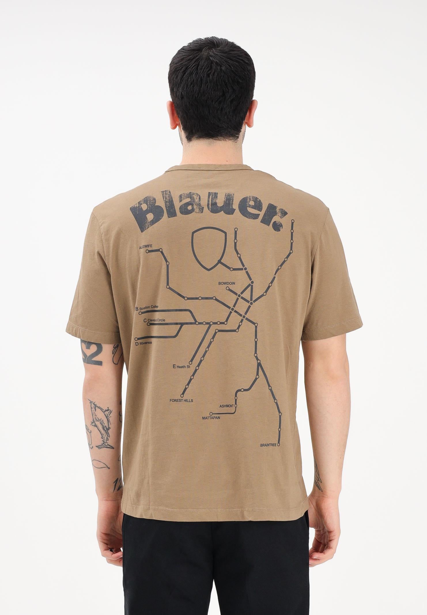 BLAUER T-shirt a manica corta marrone da uomo con stampa grafica 26SBLUH02069-007439 340 BLAUER