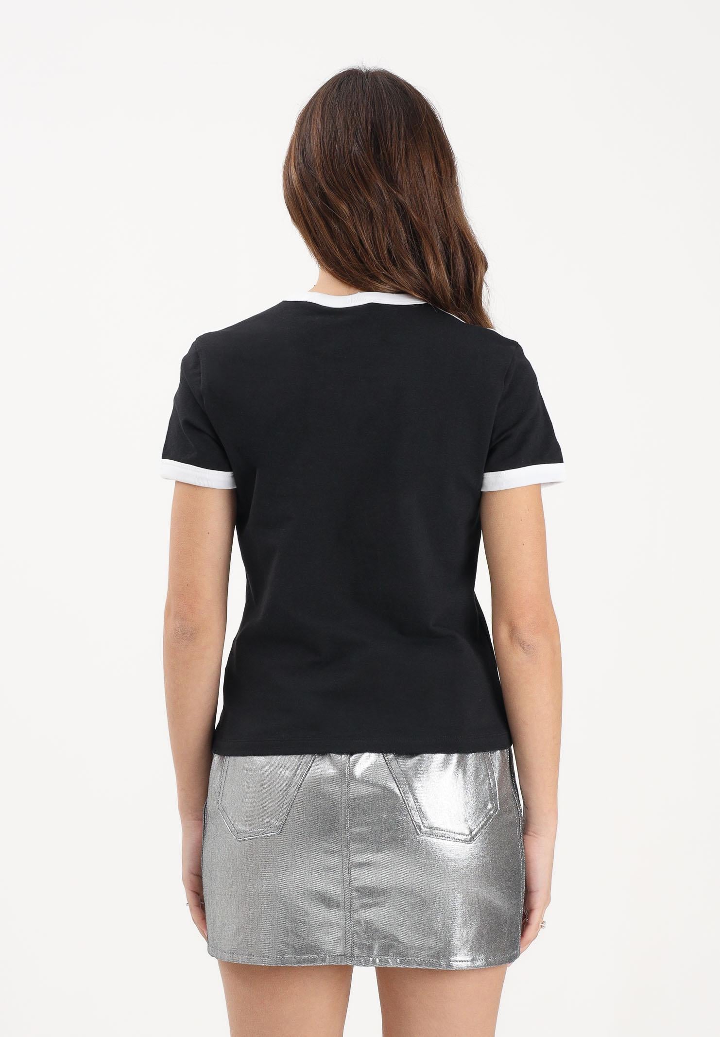 ADIDAS ORIGINALS T-shirt a manica corta 3 STRIPES SLIM nera da donna KD7980 . ADIDAS ORIGINALS