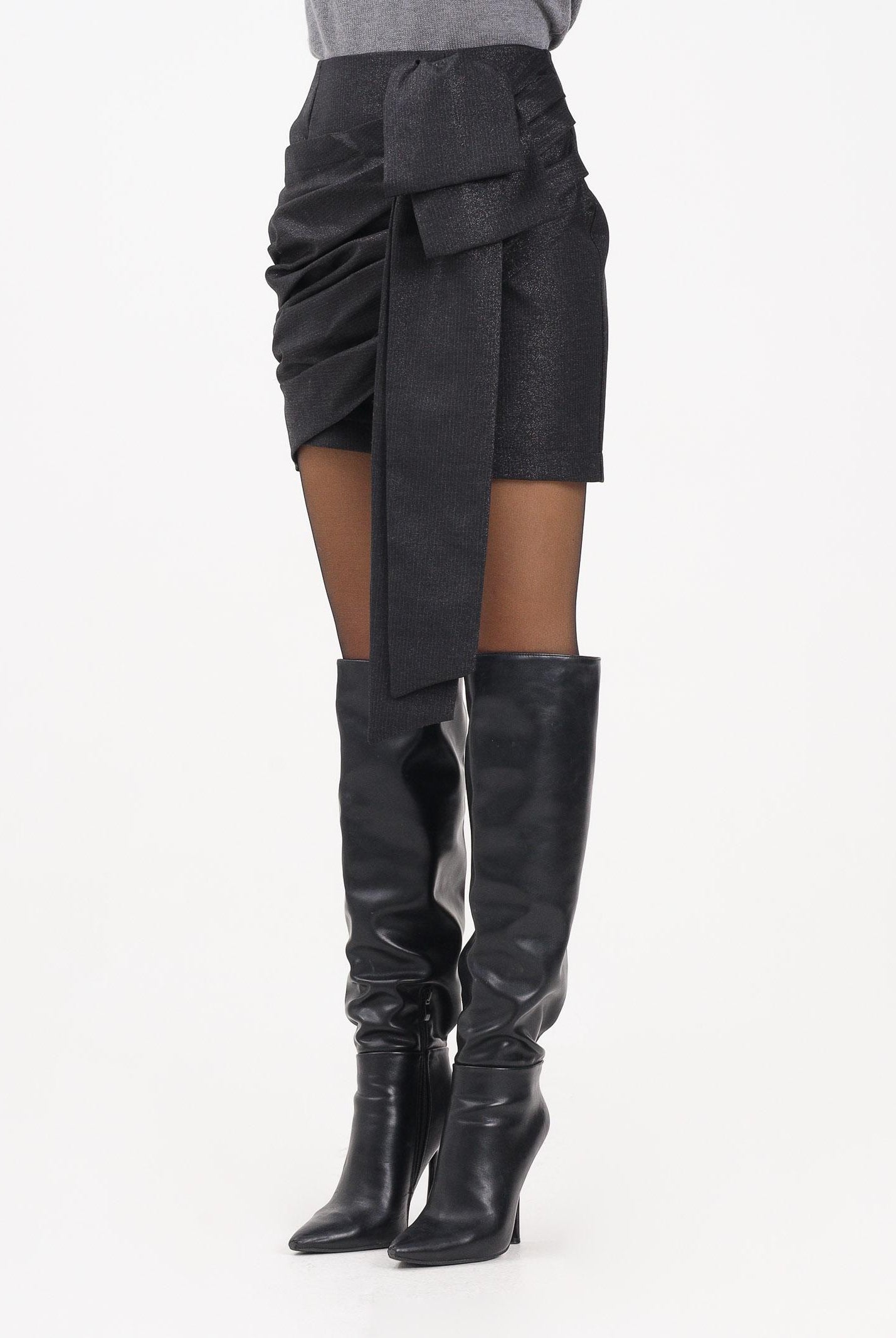 PINKO Gonna corta nera da donna con fiocco 106144A305 Z99 PINKO