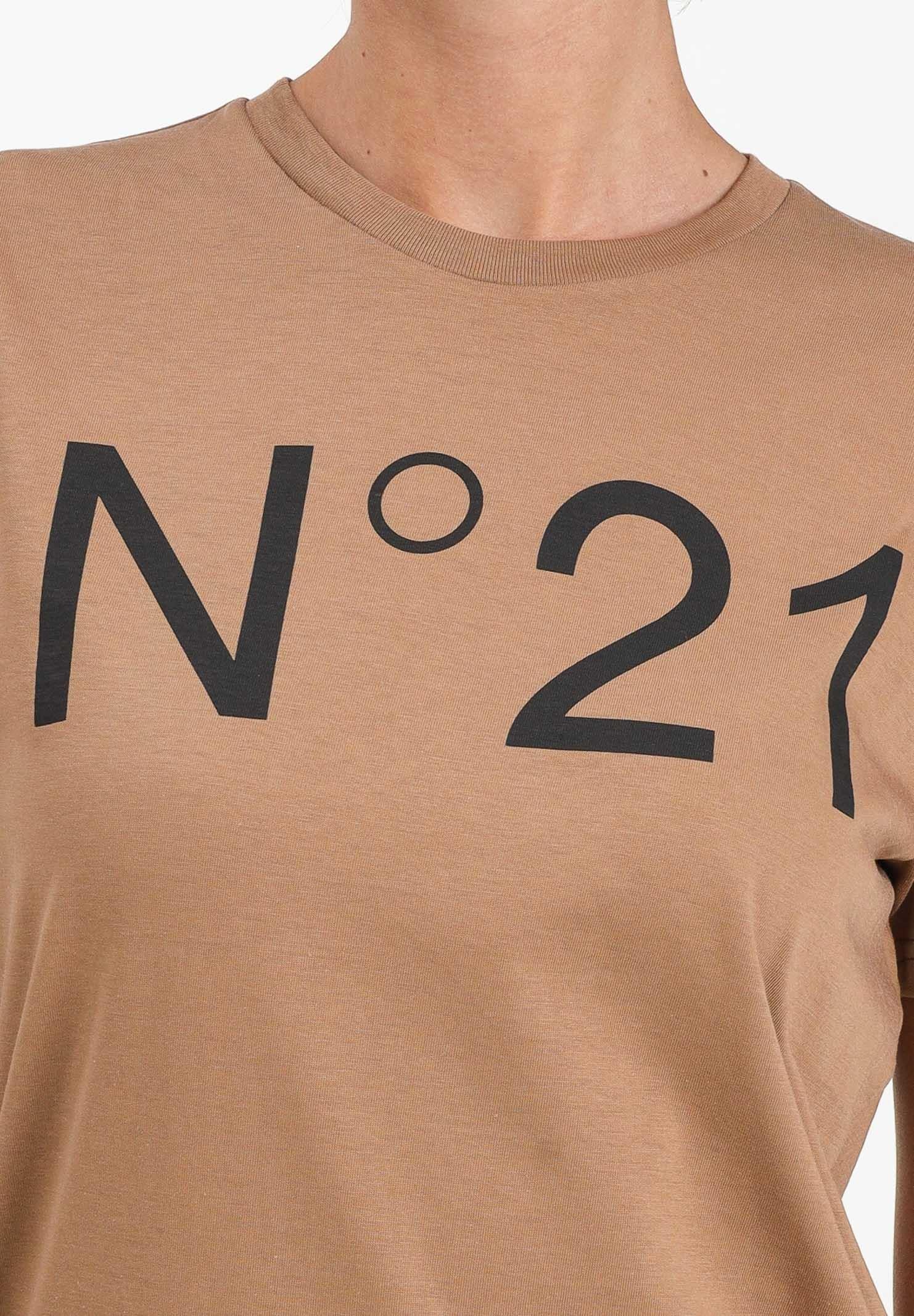 N21 T-shirt a manica corta cammello per donna, ragazzi e bambini con stampa logo N21173N0153 0N720 N21