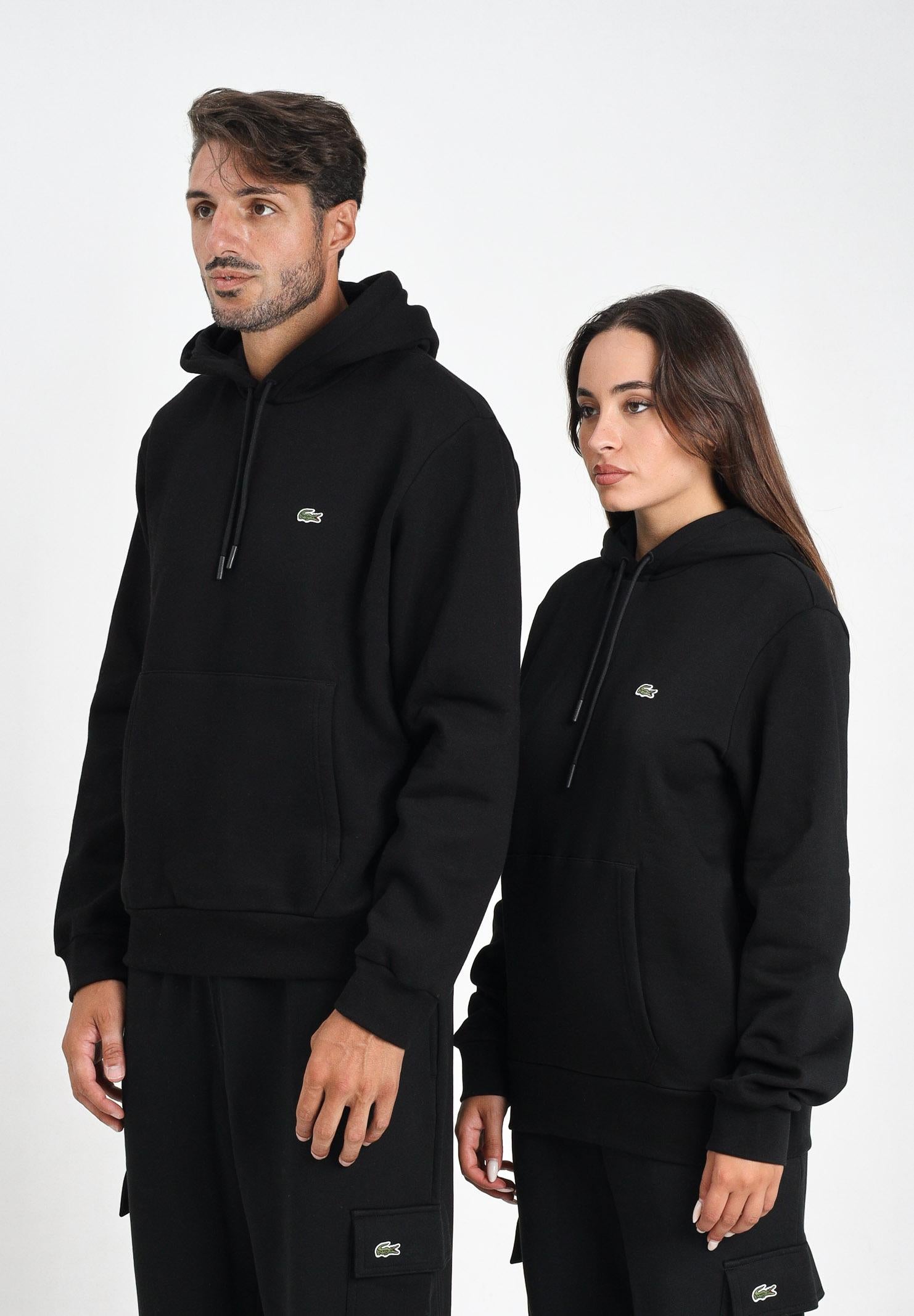 LACOSTE Felpa con cappuccio nera per uomo e donna SH9623 031 LACOSTE