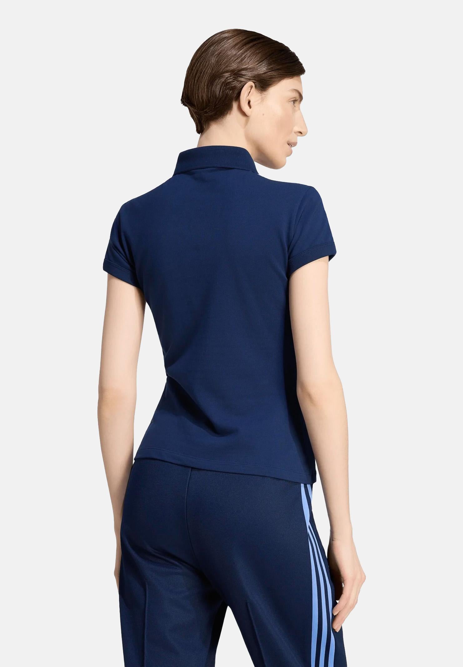 ADIDAS ORIGINALS Polo a manica corta 3 STRIPES blu da donna KS4762 . ADIDAS ORIGINALS
