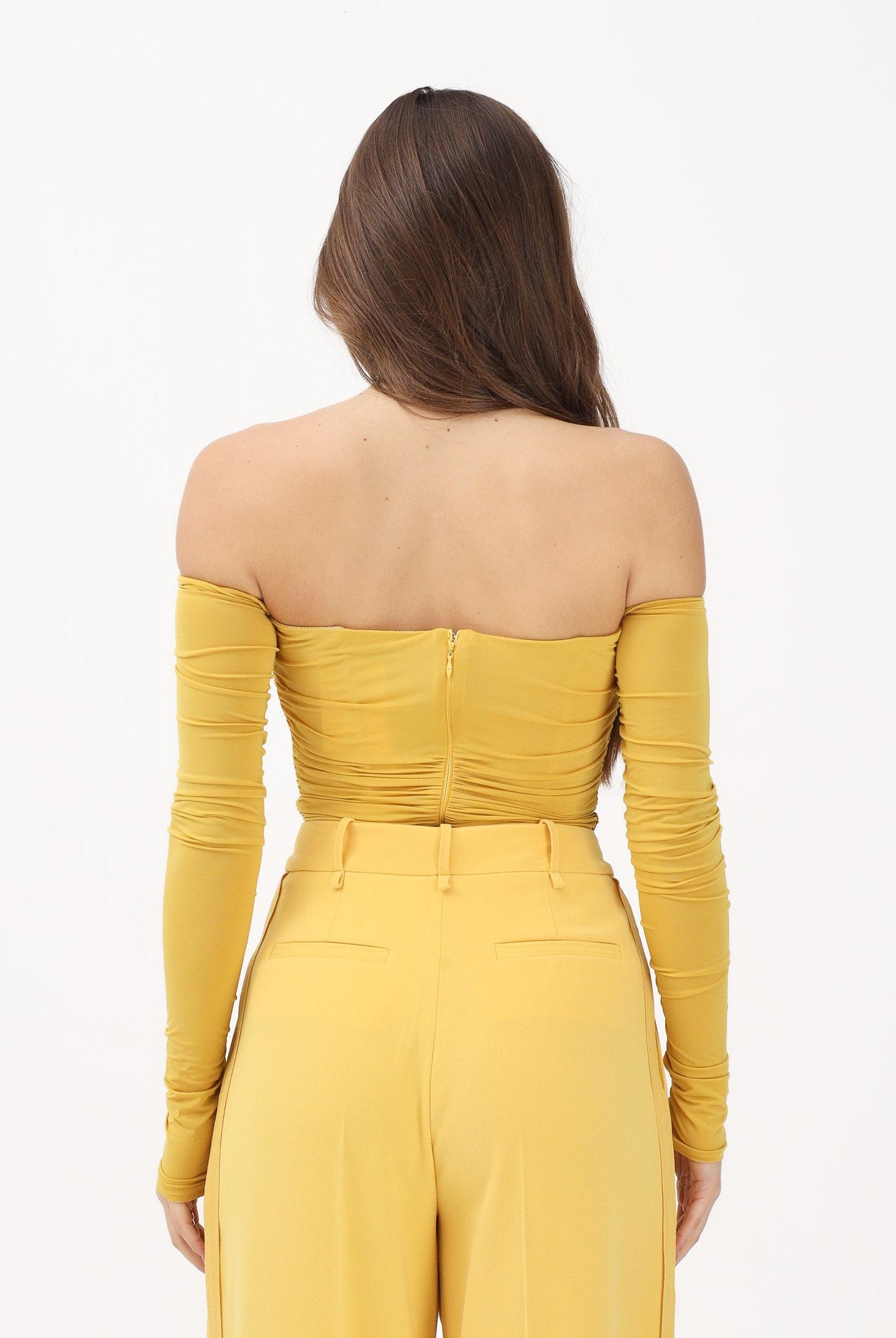 ELISABETTA FRANCHI Body giallo da donna con drappeggi BO01561E2 EV4 ELISABETTA FRANCHI