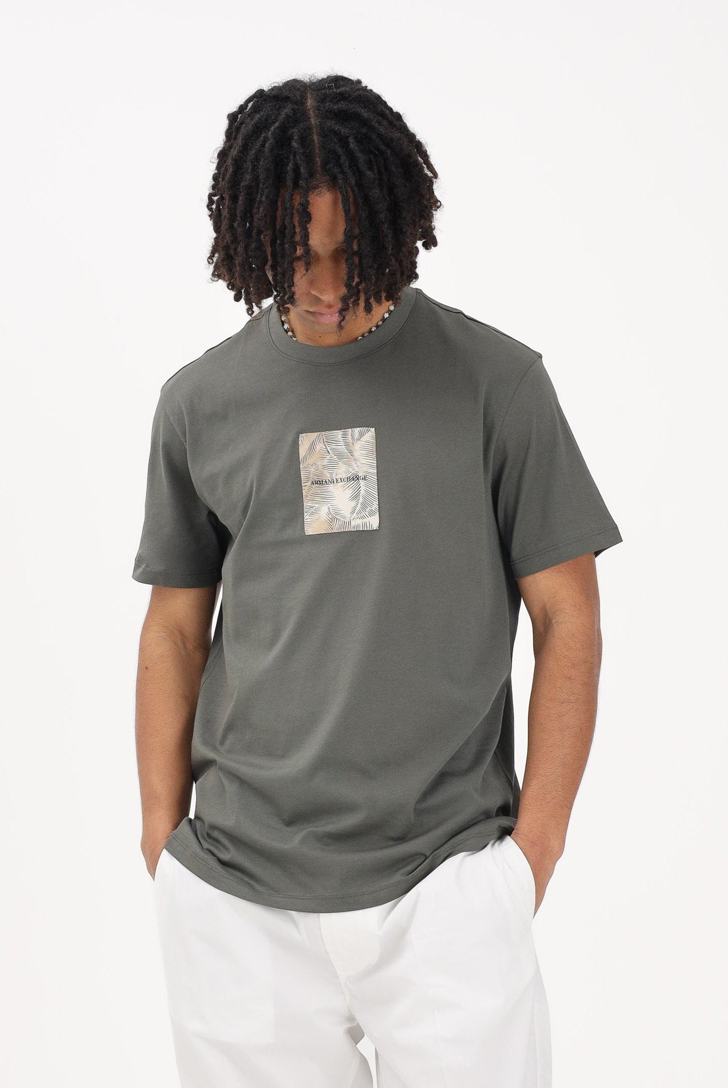ARMANI EXCHANGE T-shirt a manica corta verde militare da uomo con stampa XM002501AF10356 U8144 ARMANI EXCHANGE