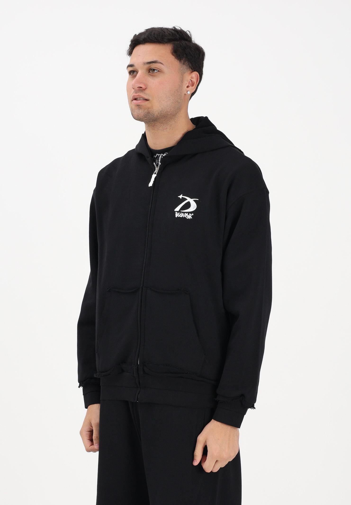 DISCLAIMER Felpa con zip nera da uomo rifinita da logo 26EDS55451 NE DISCLAIMER