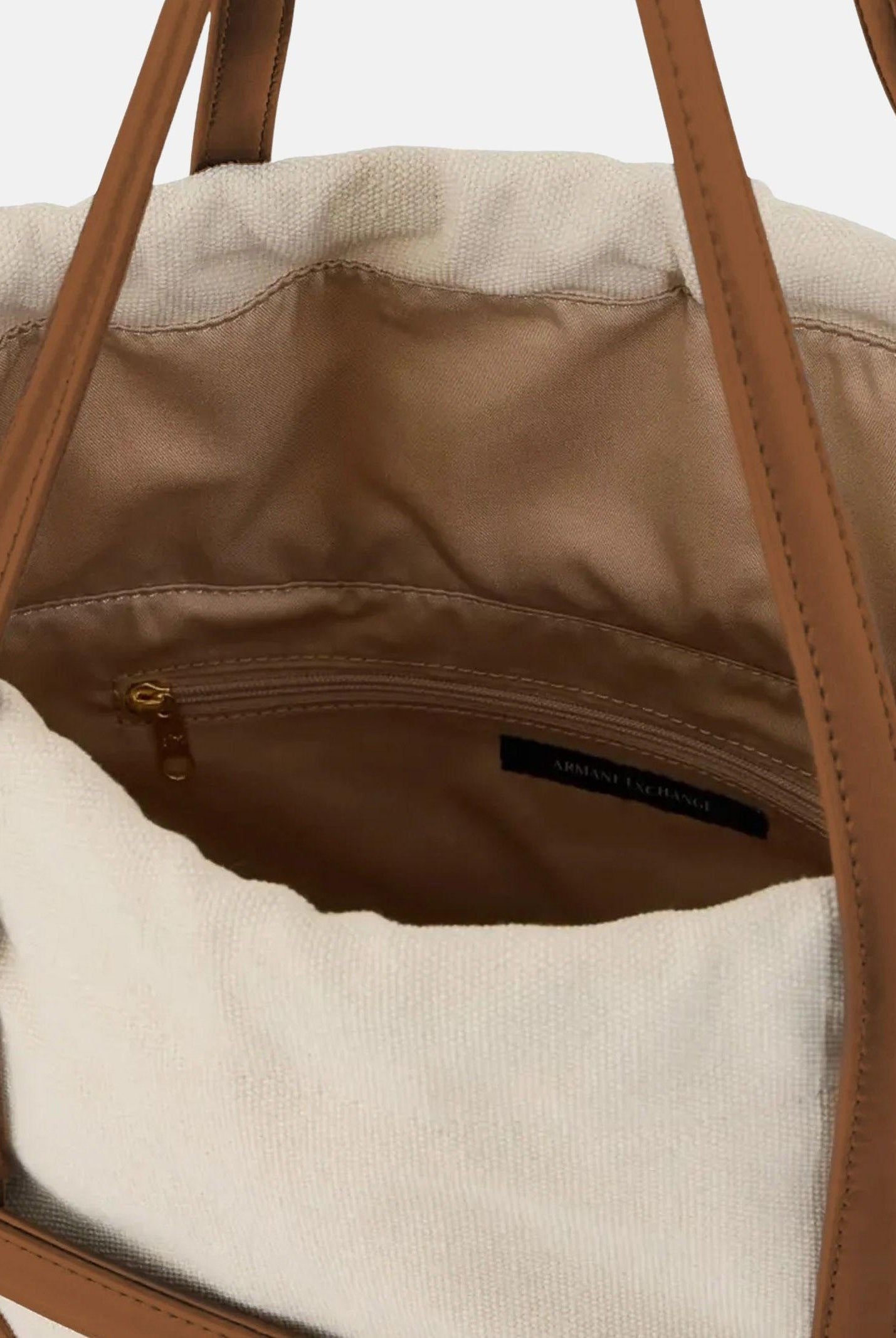 ARMANI EXCHANGE Shopper beige e cuoio da donna con logo XW002607AF22635 M6261 ARMANI EXCHANGE