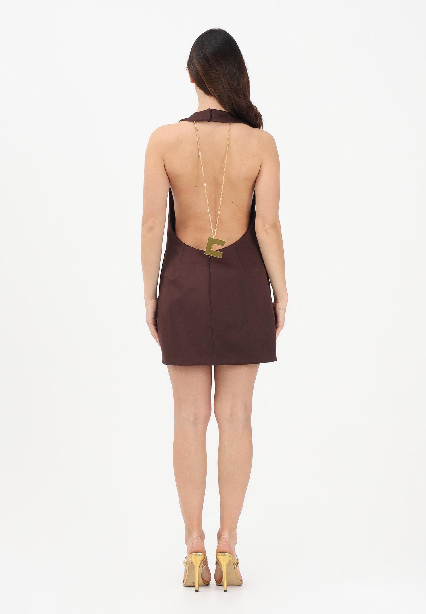 ELISABETTA FRANCHI Abito corto cacao da donna con collana AB87162E2 644 ELISABETTA FRANCHI