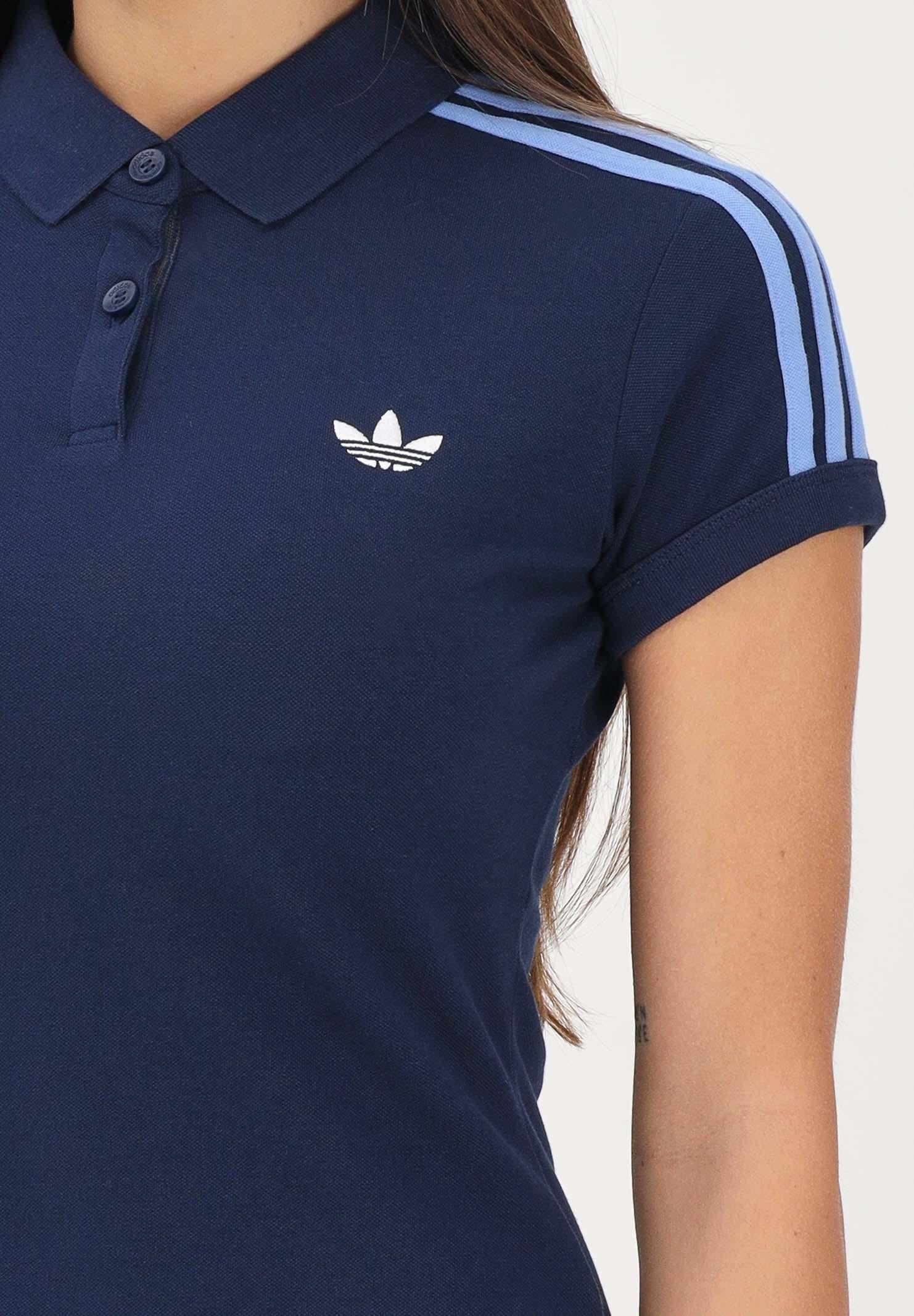 ADIDAS ORIGINALS Polo a manica corta 3 STRIPES blu da donna KS4762 . ADIDAS ORIGINALS