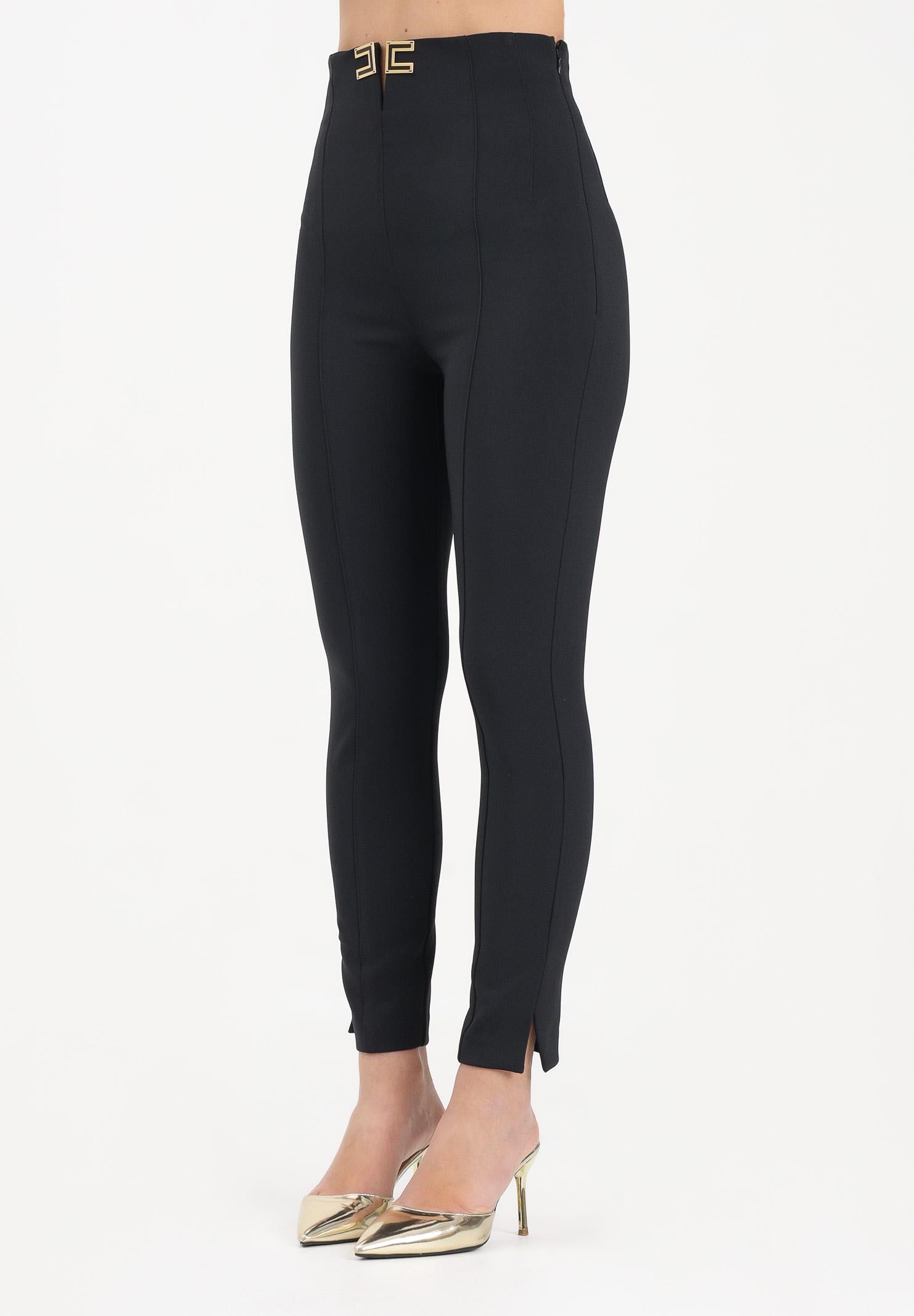 ELISABETTA FRANCHI Pantalone elegante nero da donna con dettagli logo PA16361E2 110 ELISABETTA FRANCHI