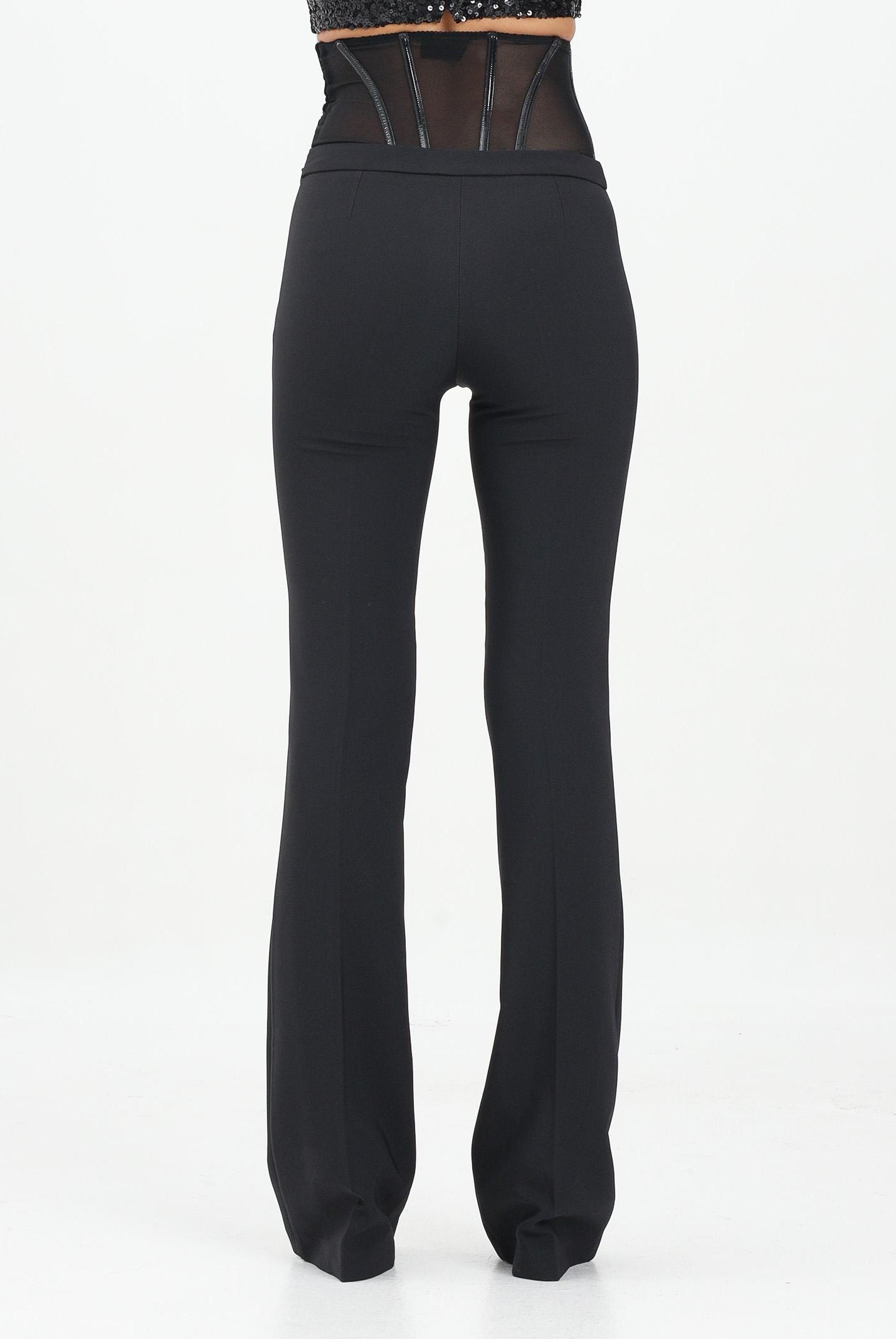 ELISABETTA FRANCHI Pantalone elegante nero da donna con fermagli gioiello PA13257E2 110 ELISABETTA FRANCHI