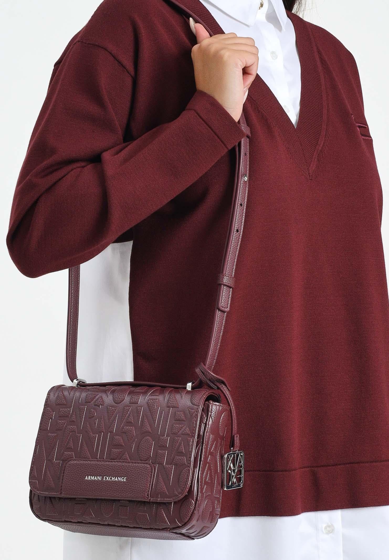 ARMANI EXCHANGE Borsa a tracolla bordeaux da donna con logo XW001577AF15774 UA343 ARMANI EXCHANGE