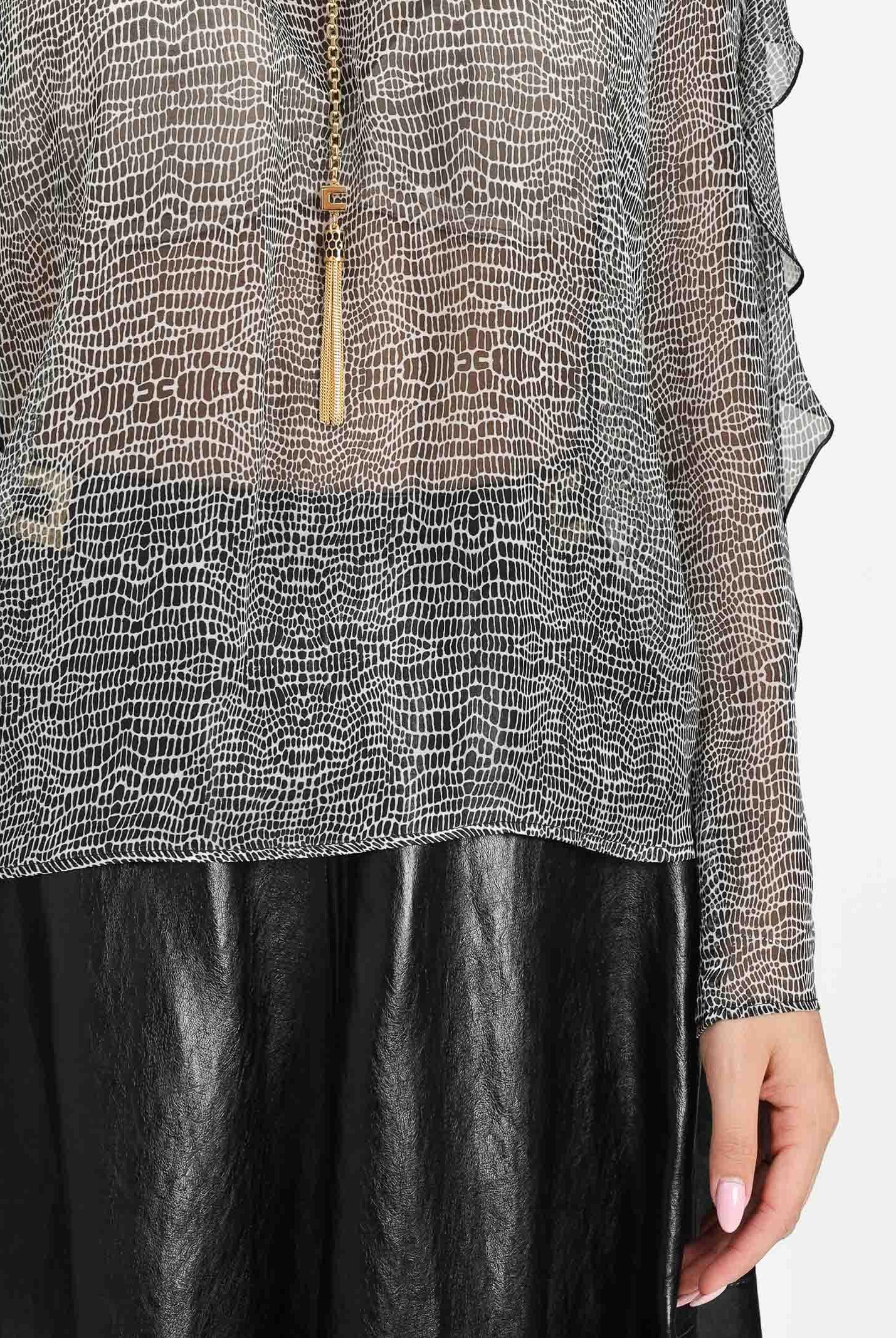ELISABETTA FRANCHI Blusa nera da donna caratterizzata da stampa effetto pitonato CA12757E2 110 ELISABETTA FRANCHI