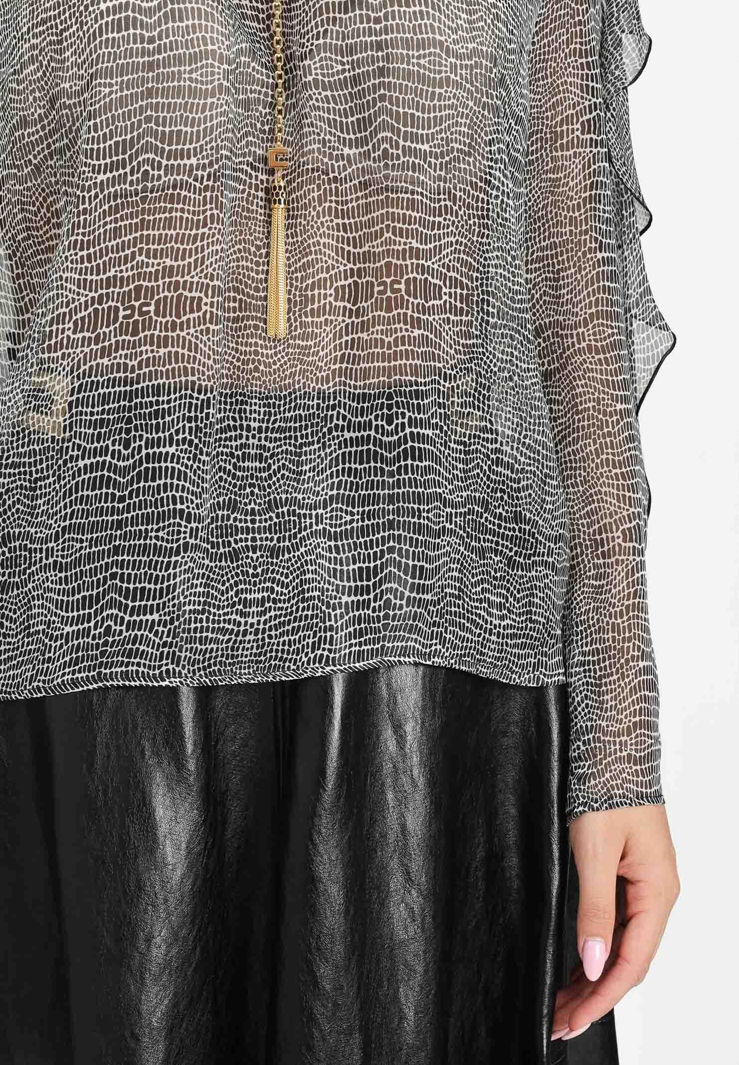 ELISABETTA FRANCHI Blusa nera da donna caratterizzata da stampa effetto pitonato CA12757E2 110 ELISABETTA FRANCHI